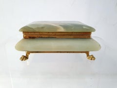 Italian Green Onyx Marble Box with Lionfeet