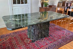 Large Italian Green Verde Marble Stone Rectangular Pedestal Dining Table o