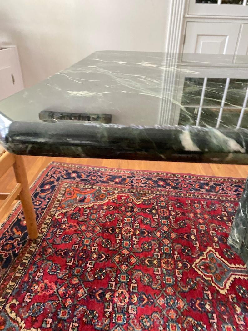 Large Italian Green Verde Marble Stone Rectangular Pedestal Dining Table o In Good Condition For Sale In Elkton, MD