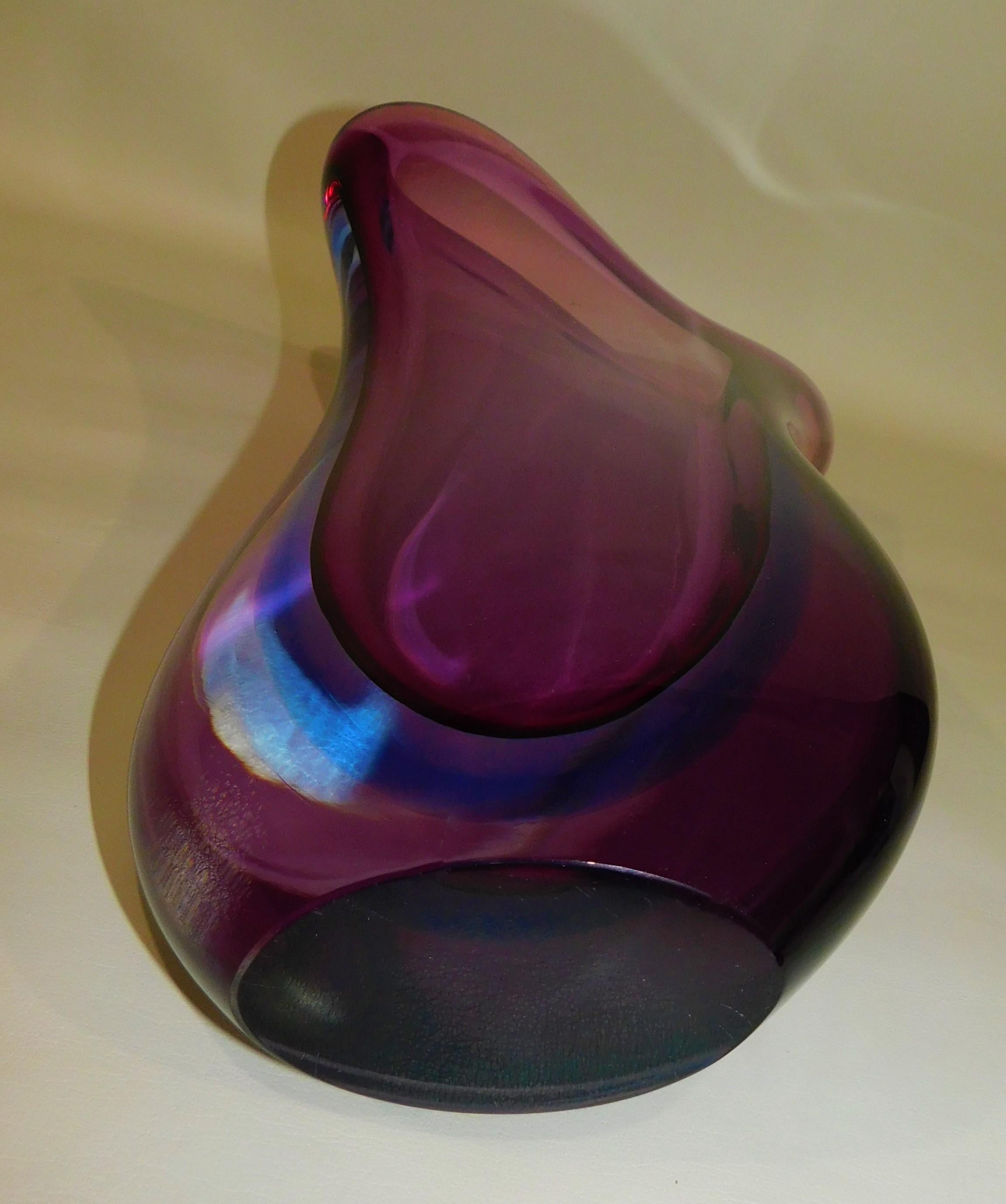 Large Italian Hand Blown Colored Art Glass Flower Vase Seguso For Sale 3