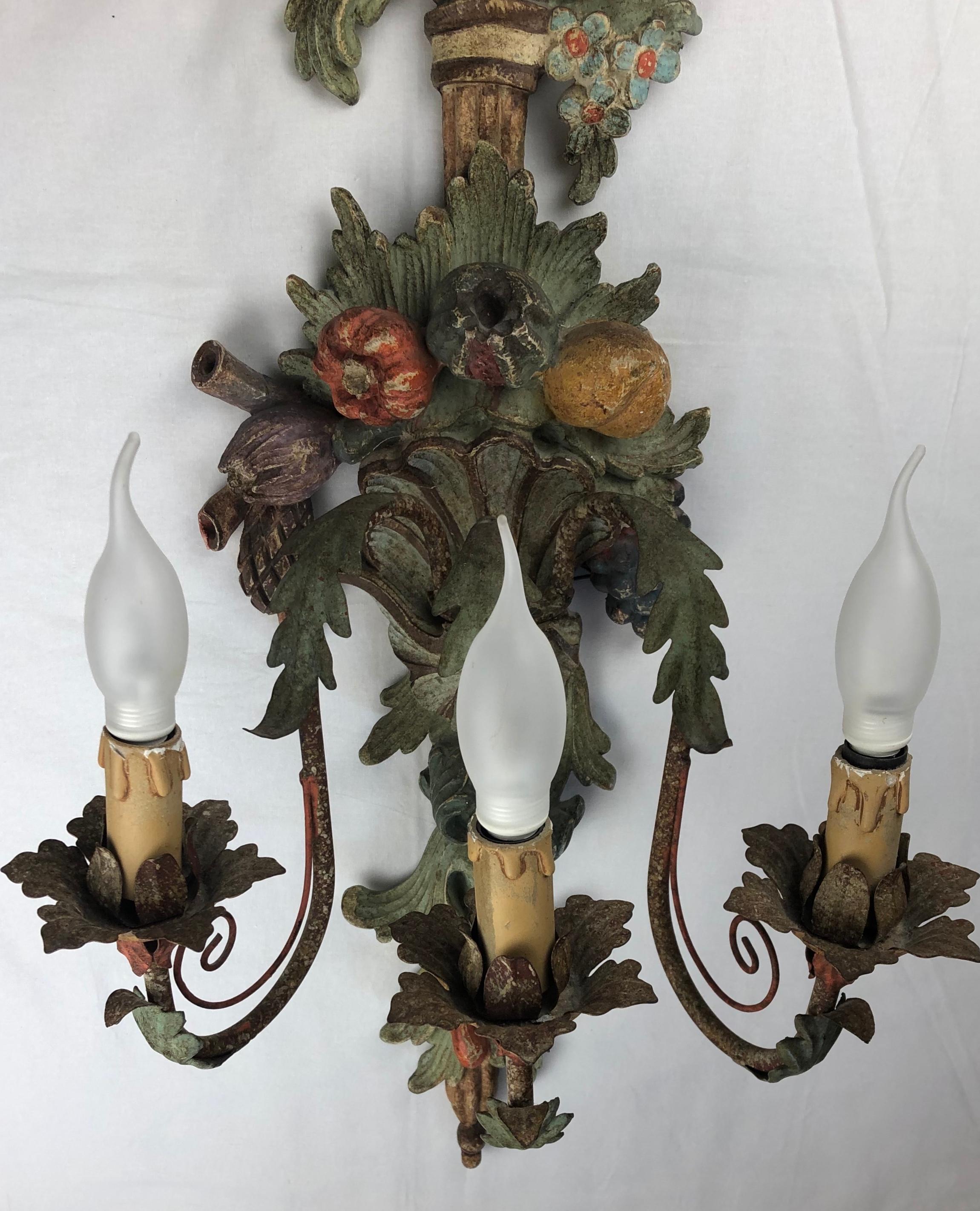 Rococo Large Italian Renaissance Hand Carved Wall Sconce  For Sale