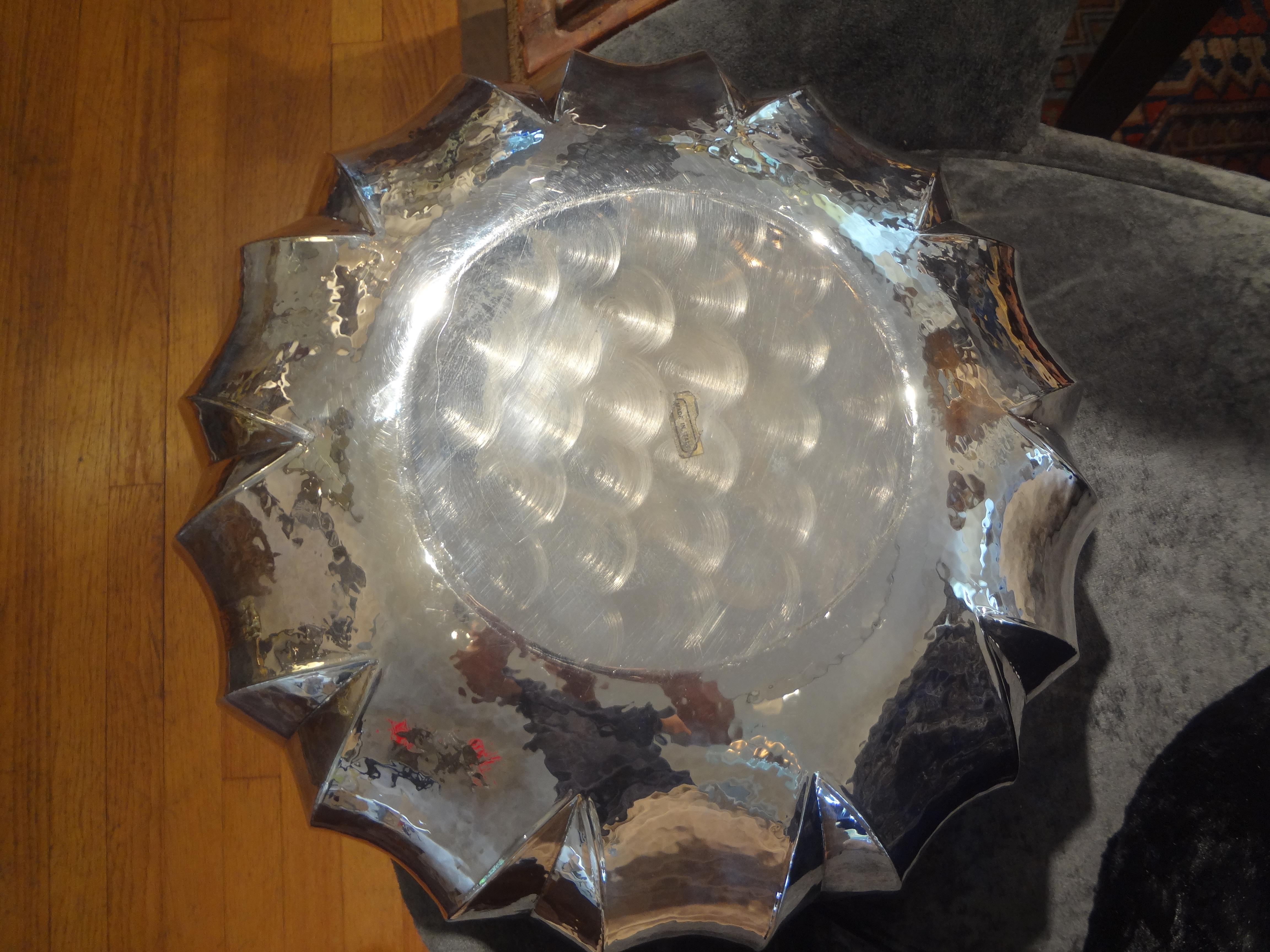 Large Italian Hand Hammered Silver Plated Bowl 6