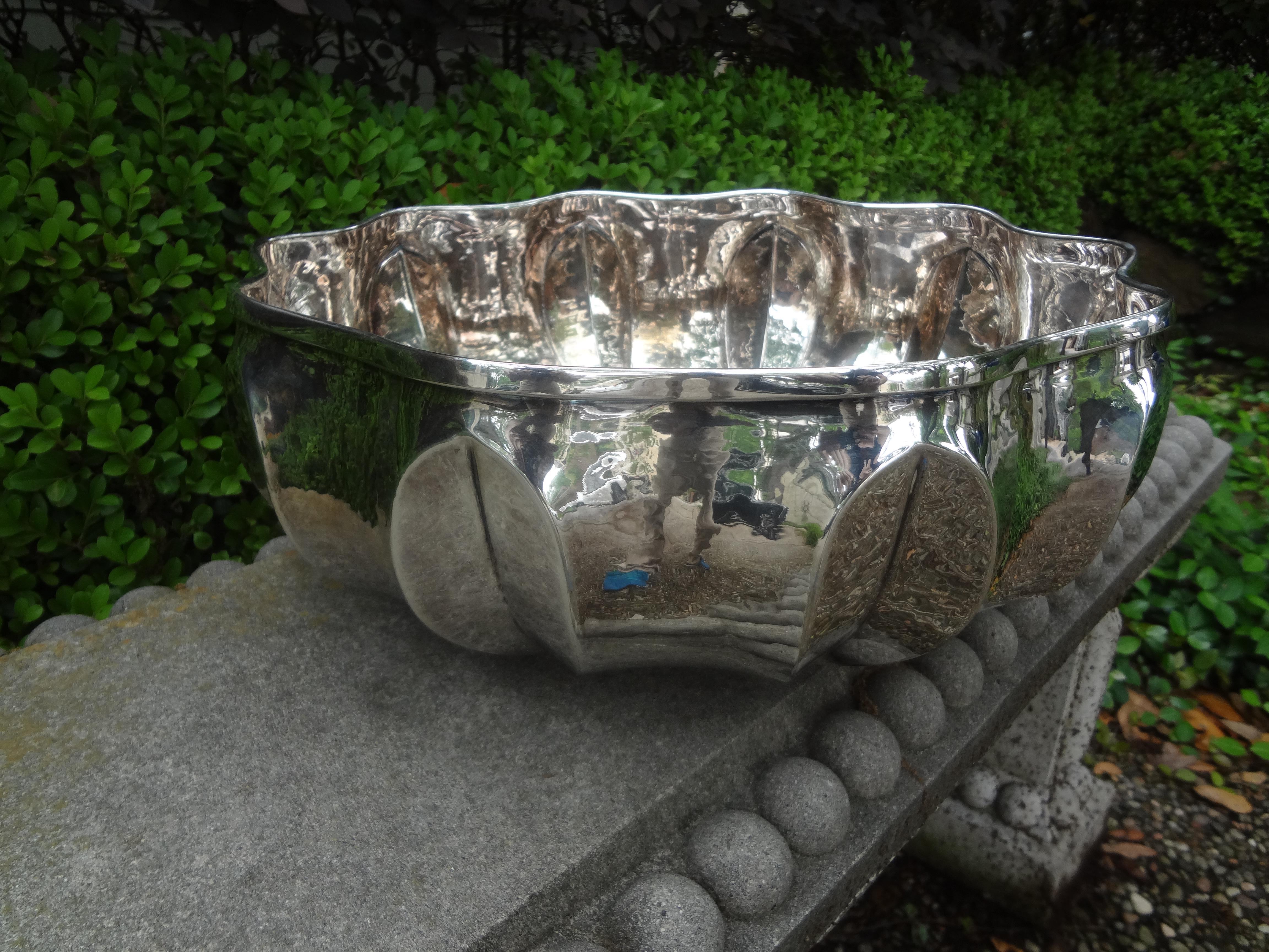 Large Italian Hand Hammered Silver Plated Bowl 1