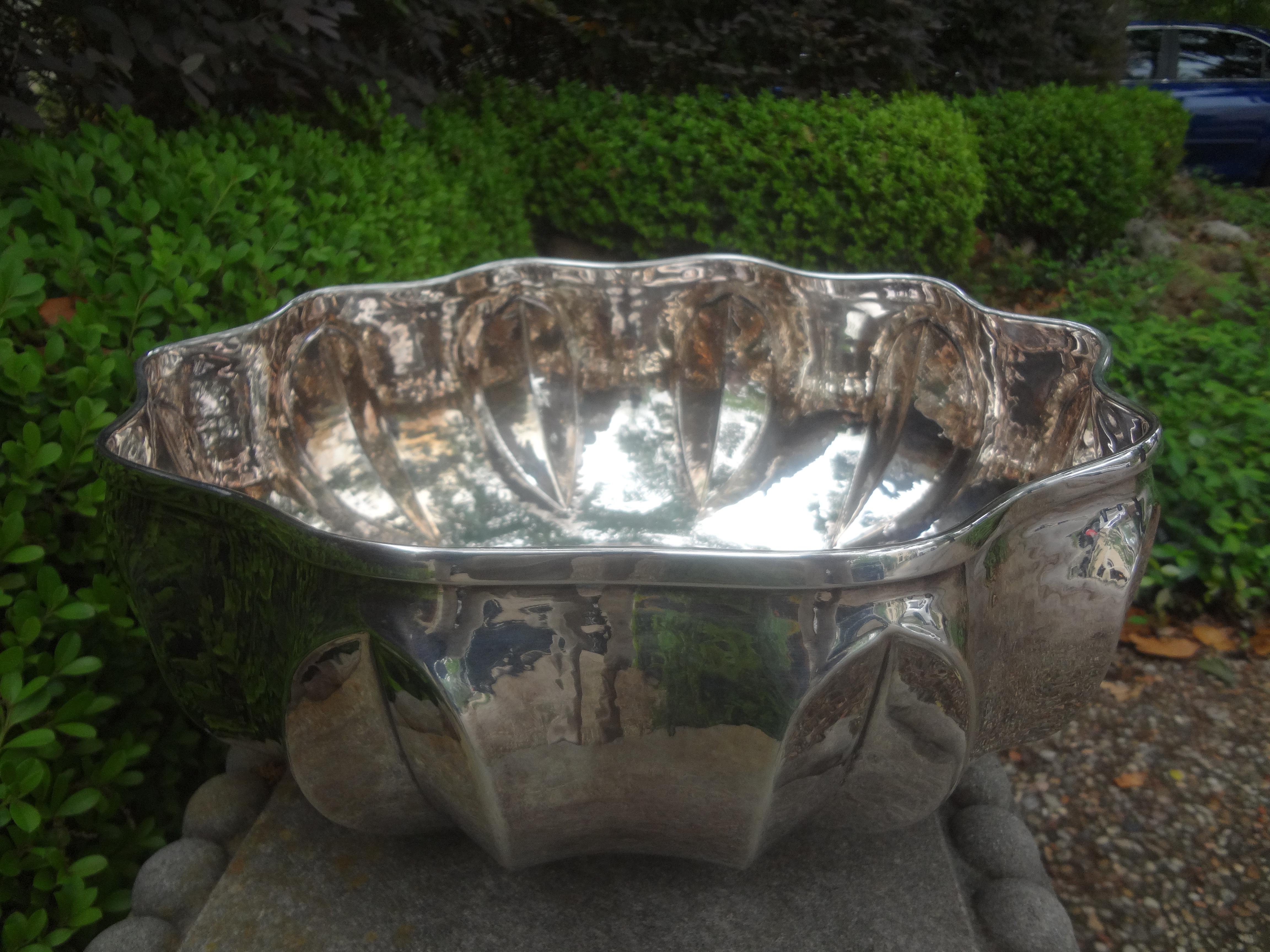 Large Italian Hand Hammered Silver Plated Bowl 2
