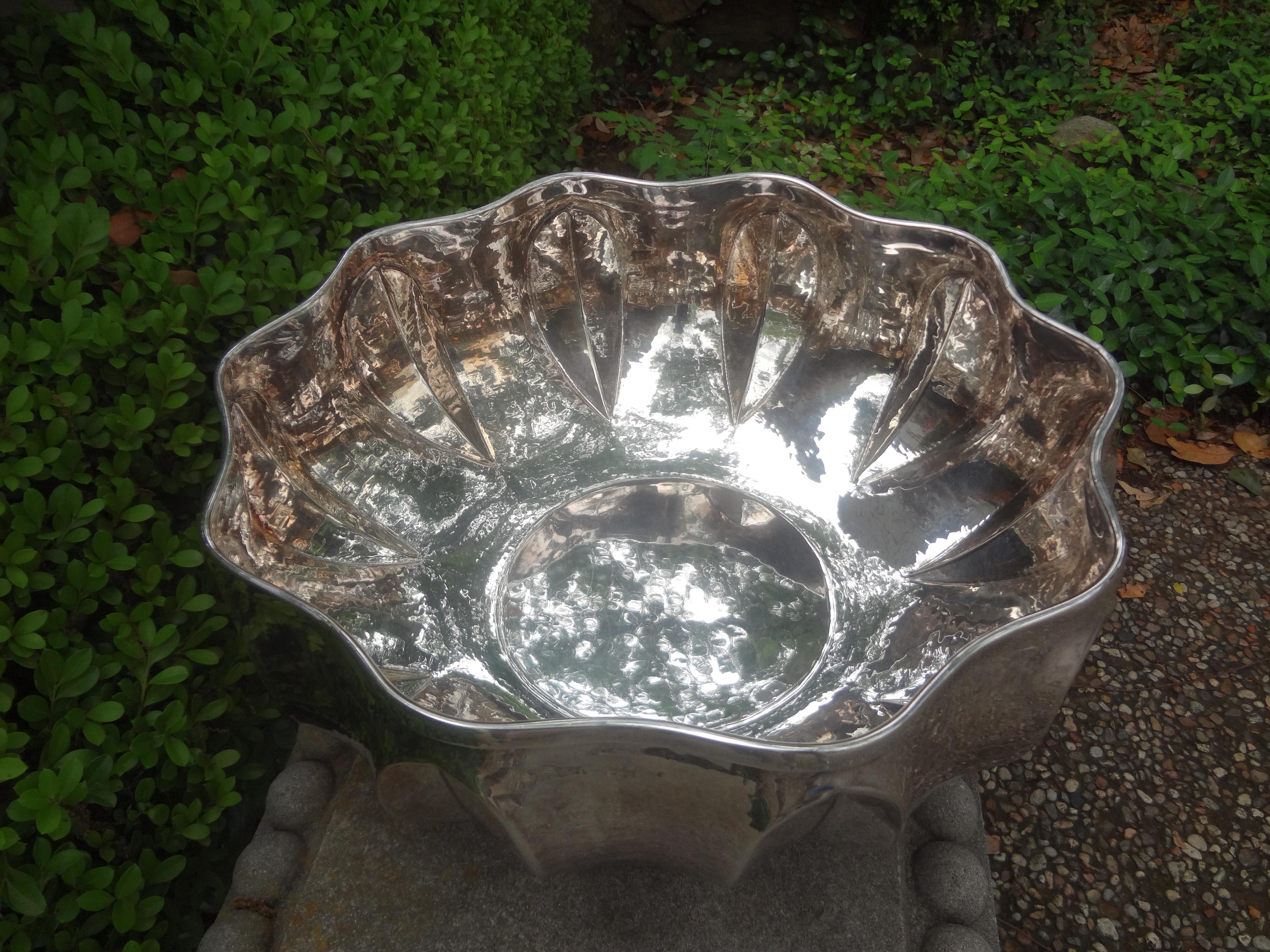 Large Italian Hand Hammered Silver Plated Bowl 3