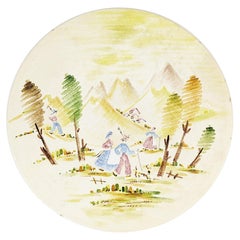 Large Italian hand made Wall Ceramic Plate by L. Poggi Assalini for CE AS, 1950s