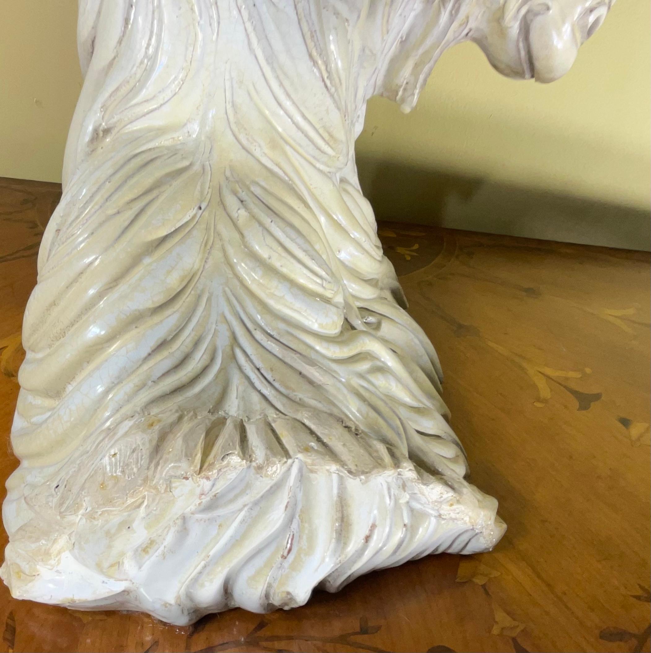 Große italienische handbemalte Widderkopf-Skulptur aus Keramik, 1950er Jahre im Angebot 3