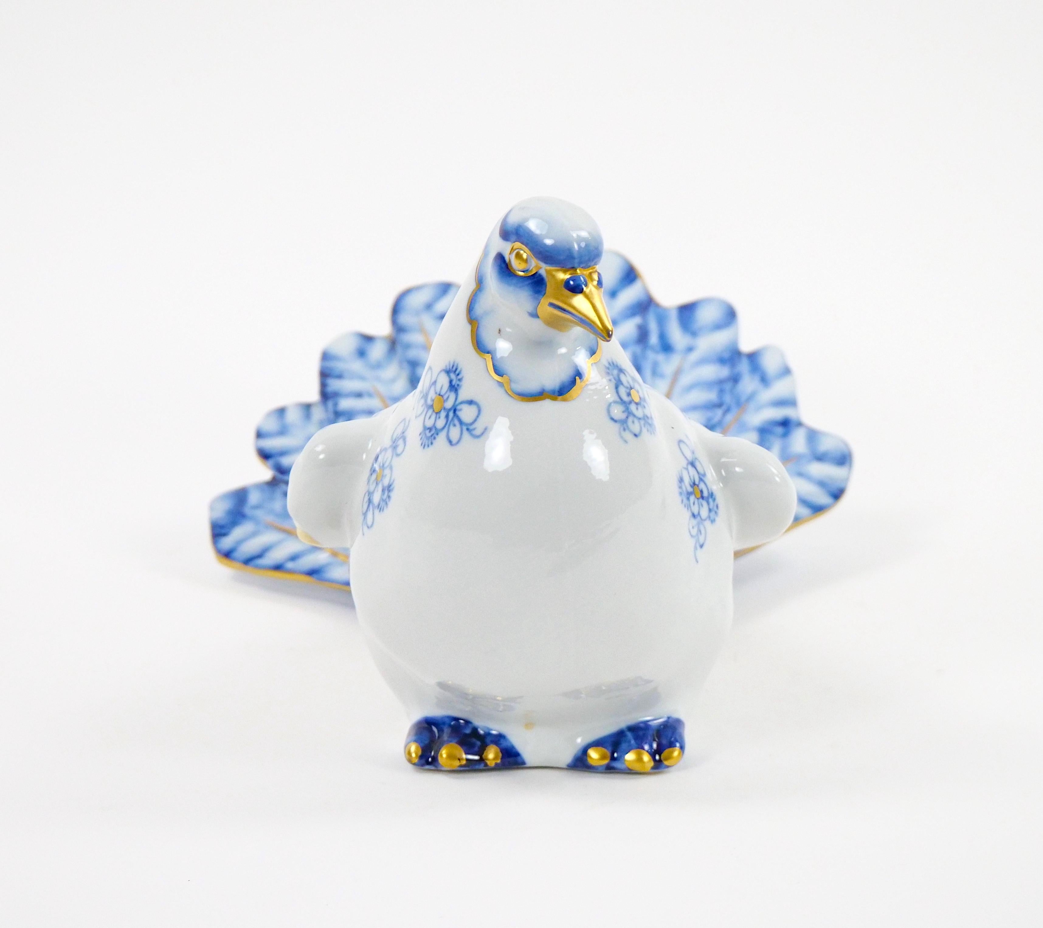 Large Italian Hand Painted / Gilt Polychrome Porcelain Dove Bird Figurines For Sale 6