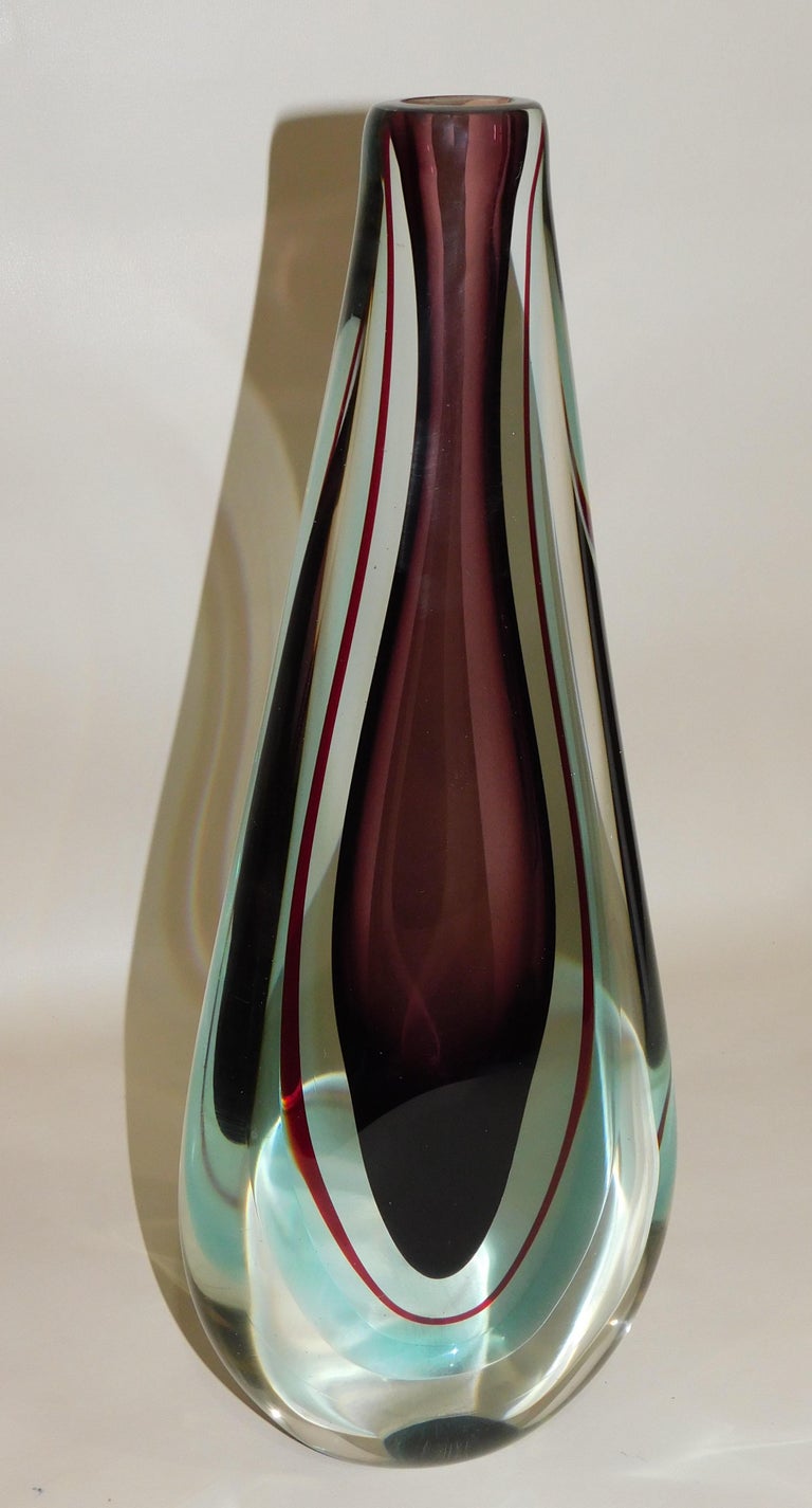 Large Italian Handblown Colored Art Glass Flower Vase Seguso at 1stDibs