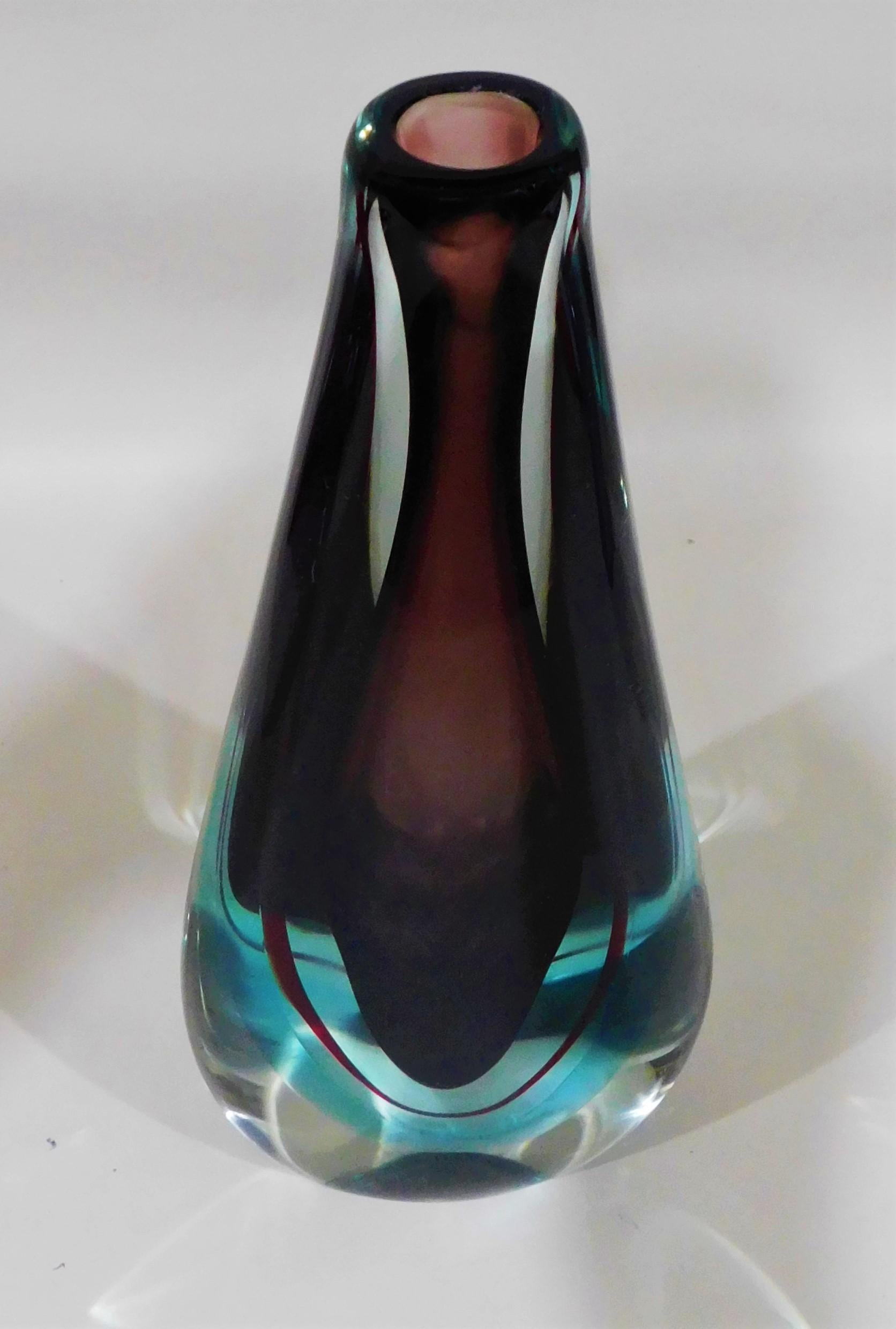Large Italian Handblown Colored Art Glass Flower Vase Seguso 1