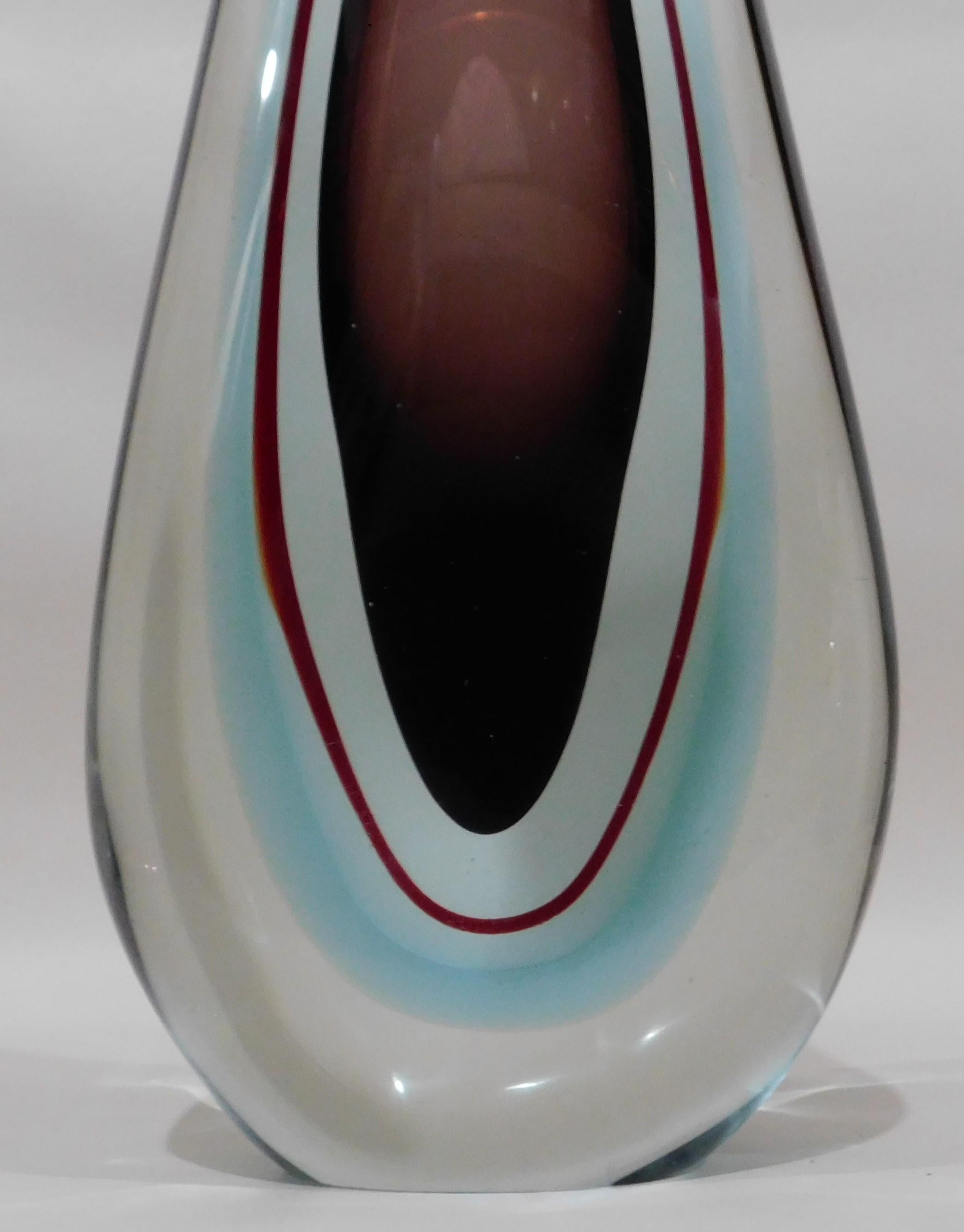 Large Italian Handblown Colored Art Glass Flower Vase Seguso 2