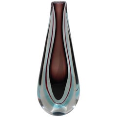 Large Italian Handblown Colored Art Glass Flower Vase Seguso