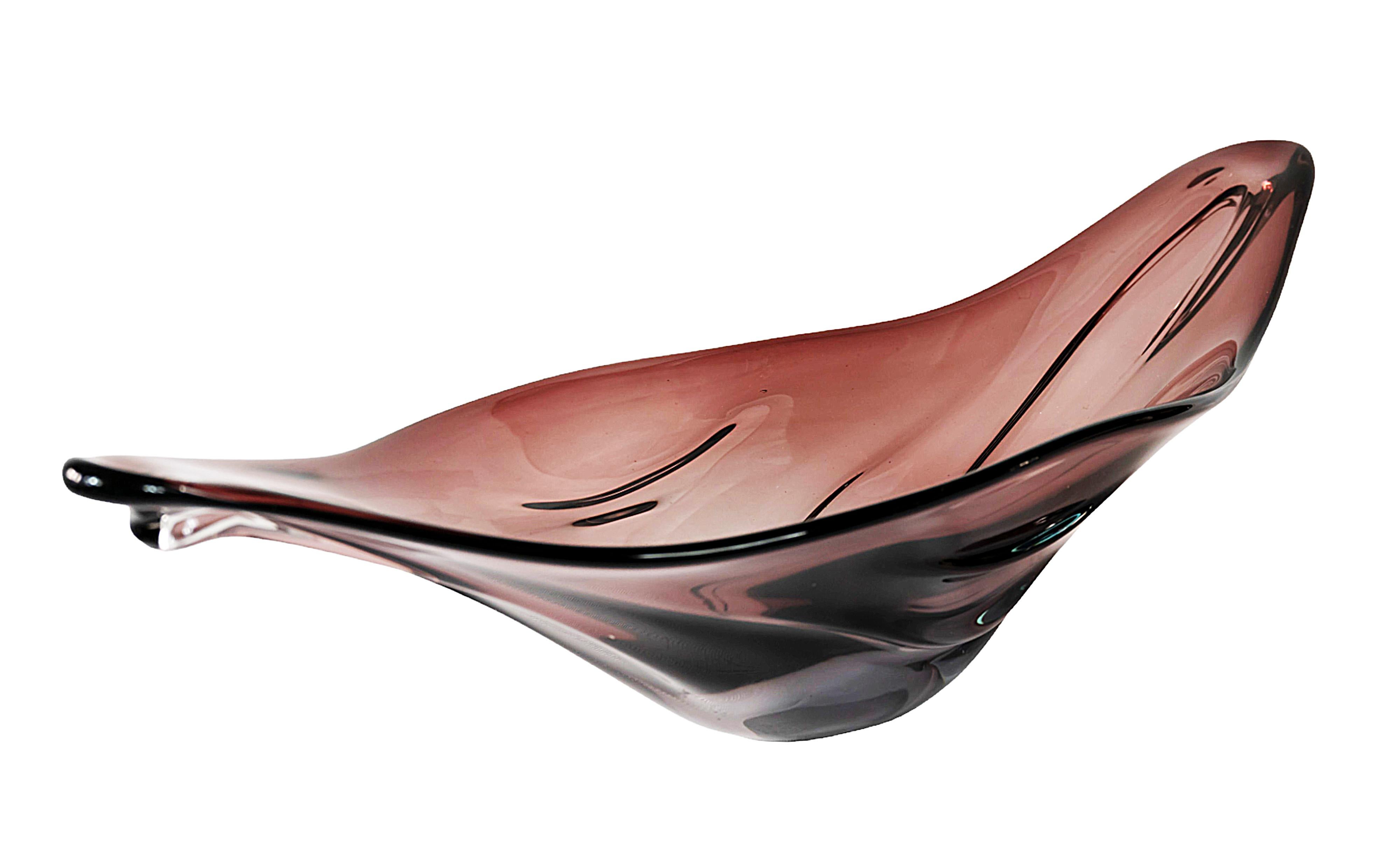 Gran jarrón / centro de mesa italiano de cristal de Murano hecho a mano Moderno de mediados de siglo
