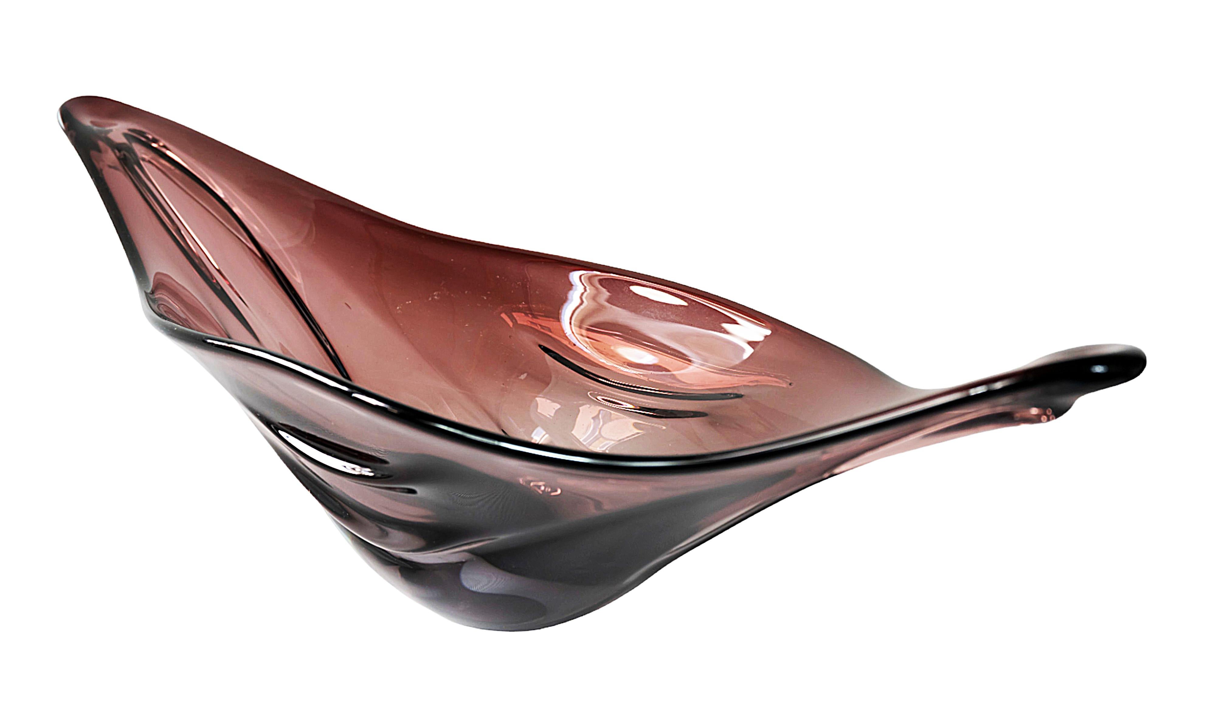 Gran jarrón / centro de mesa italiano de cristal de Murano hecho a mano Italiano