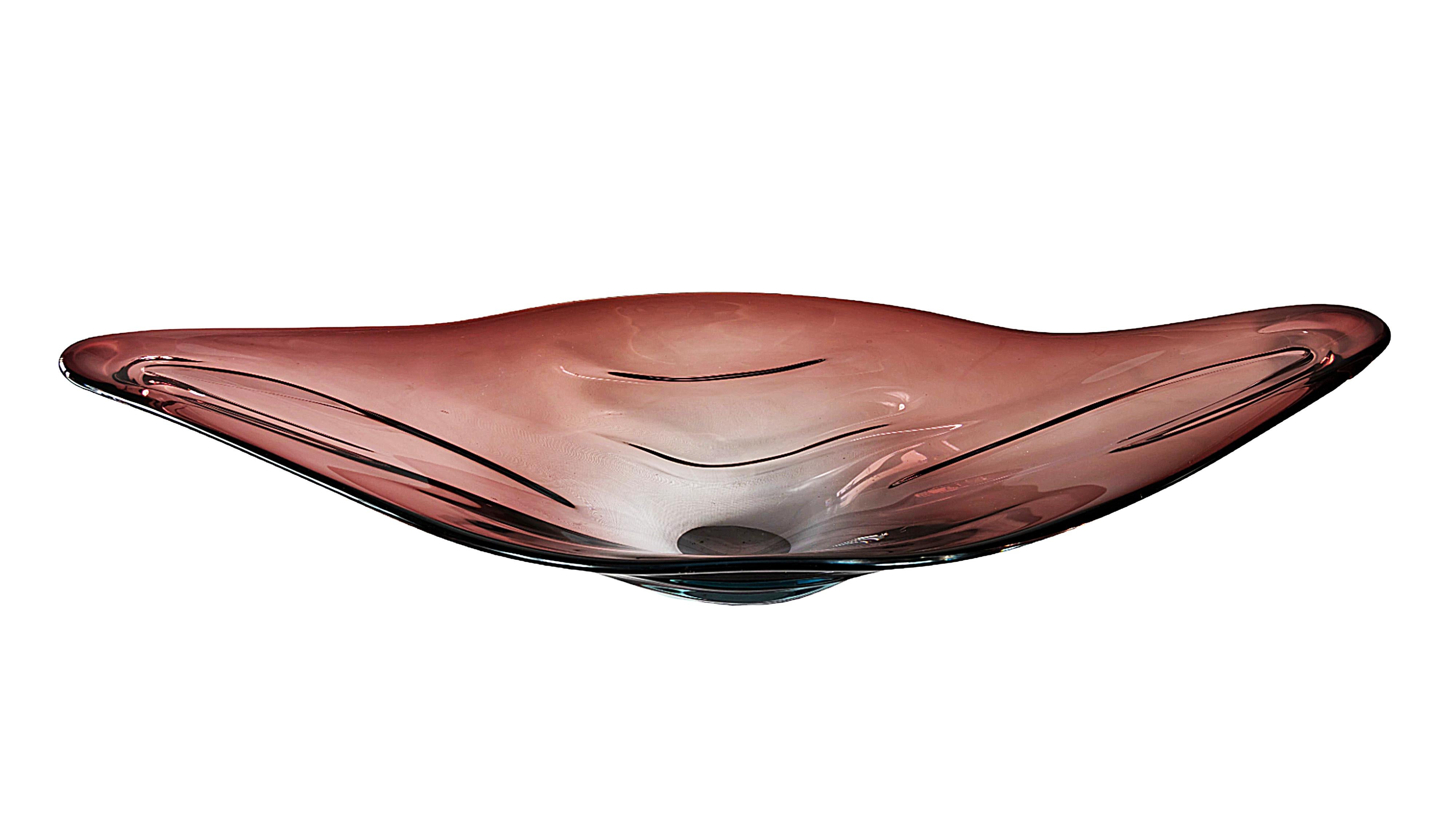 Gran jarrón / centro de mesa italiano de cristal de Murano hecho a mano Hecho a mano