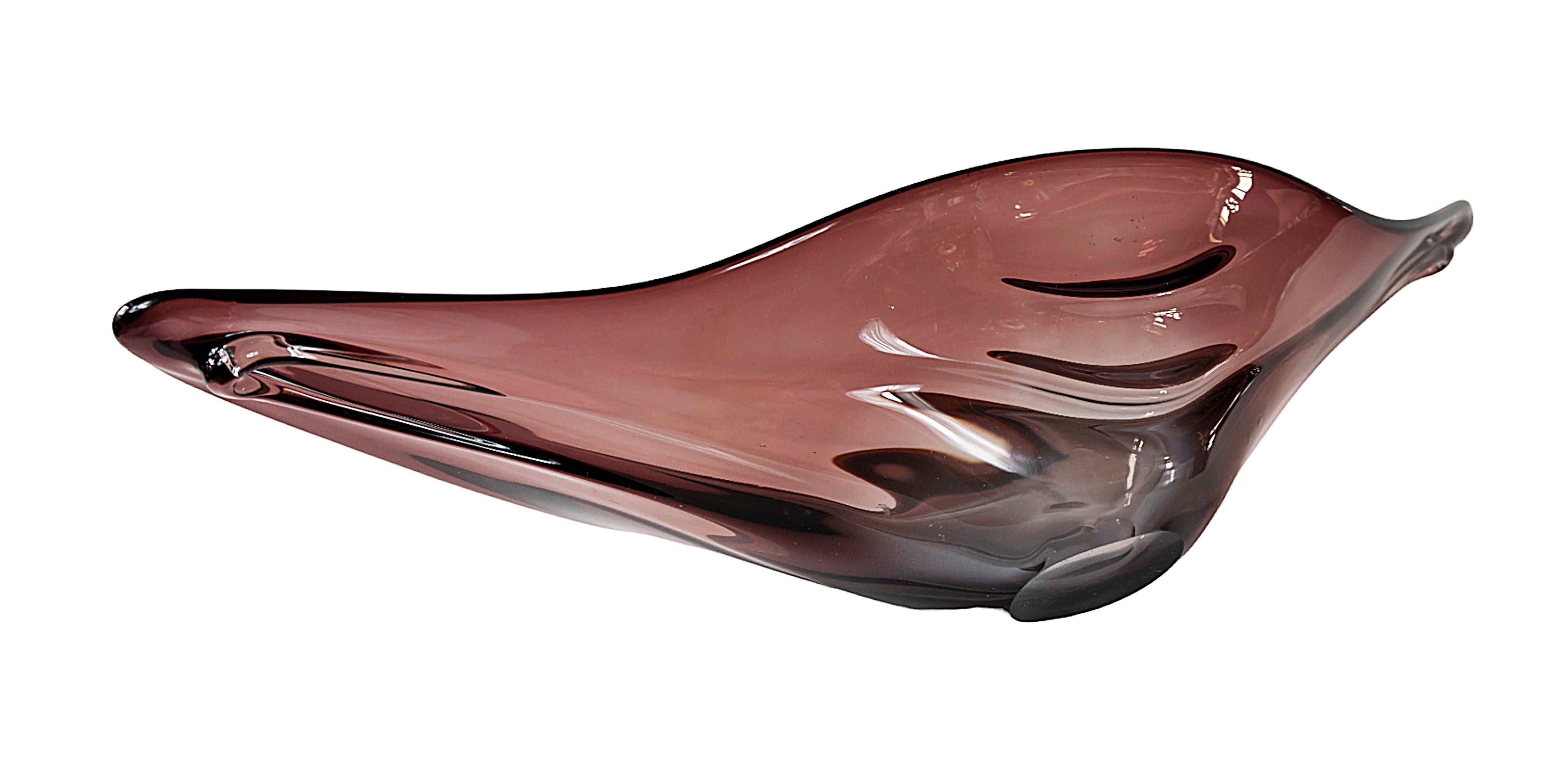 Gran jarrón / centro de mesa italiano de cristal de Murano hecho a mano Cristal de Murano