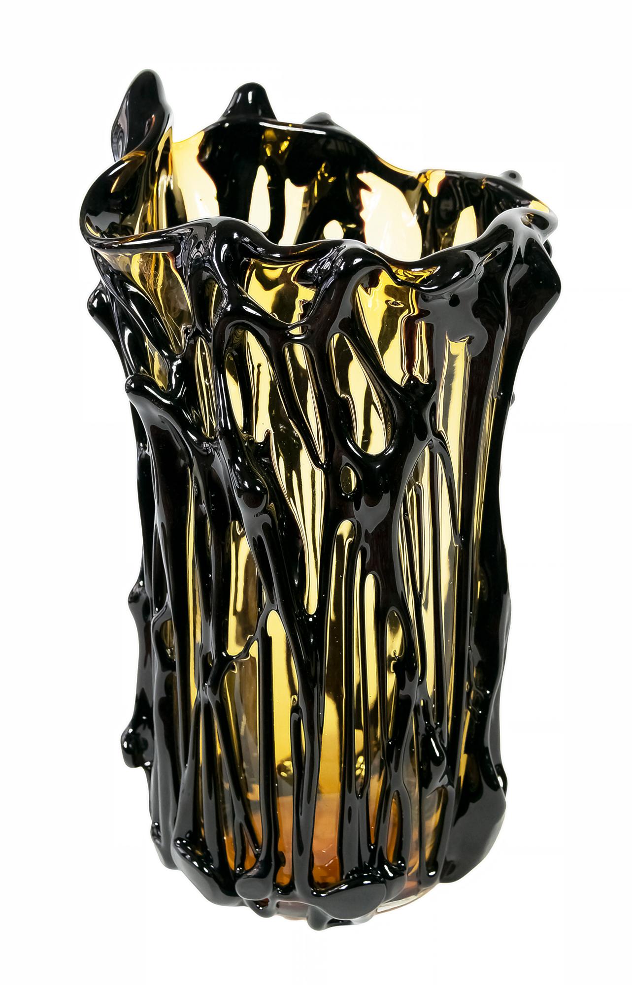 Hand-Crafted Large Italian Handmade Murano Glass Vase Signed E. Camozzo