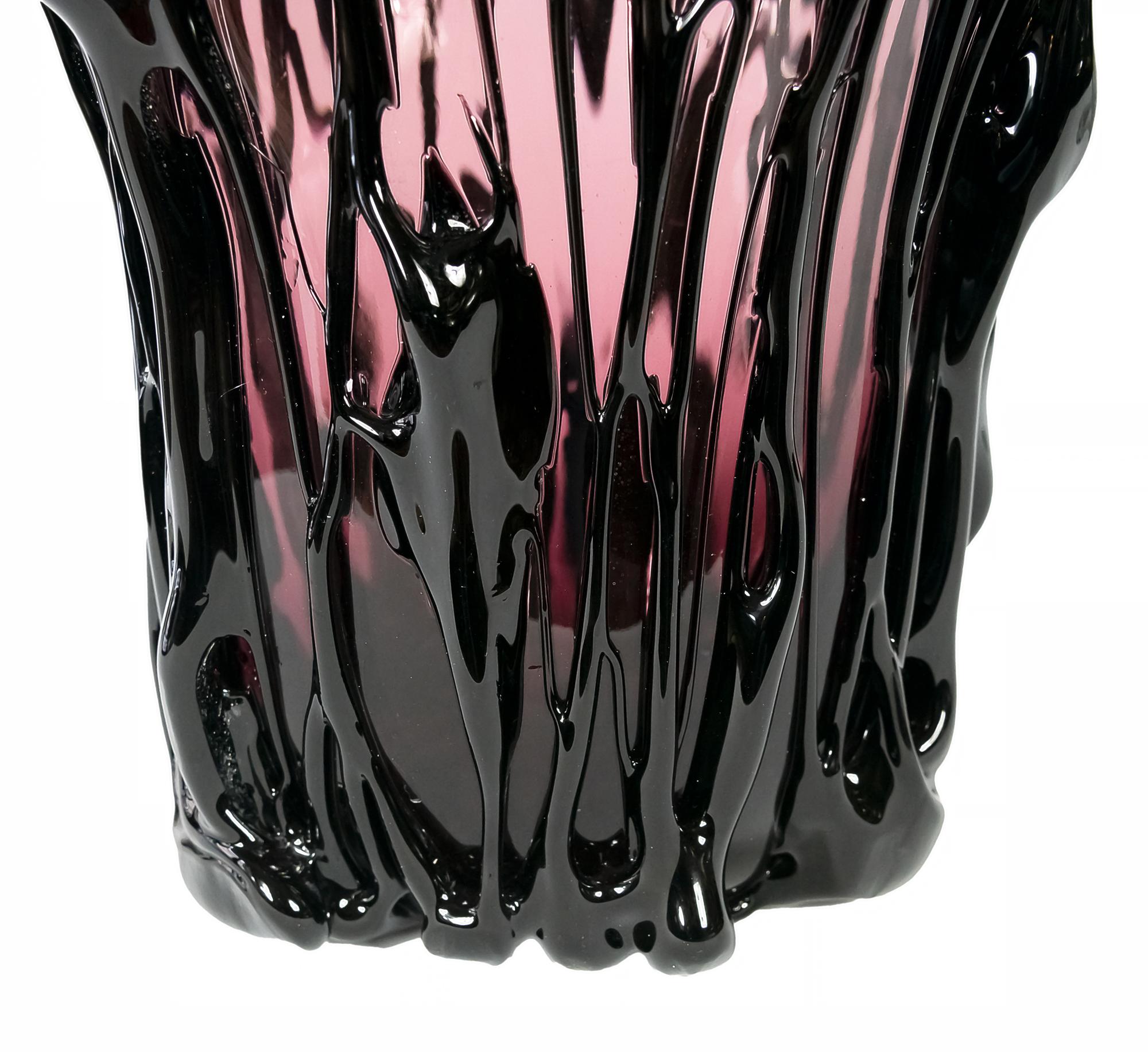 Große italienische handgefertigte Murano Glas Vase Signiert E. Camozzo (Handgefertigt) im Angebot