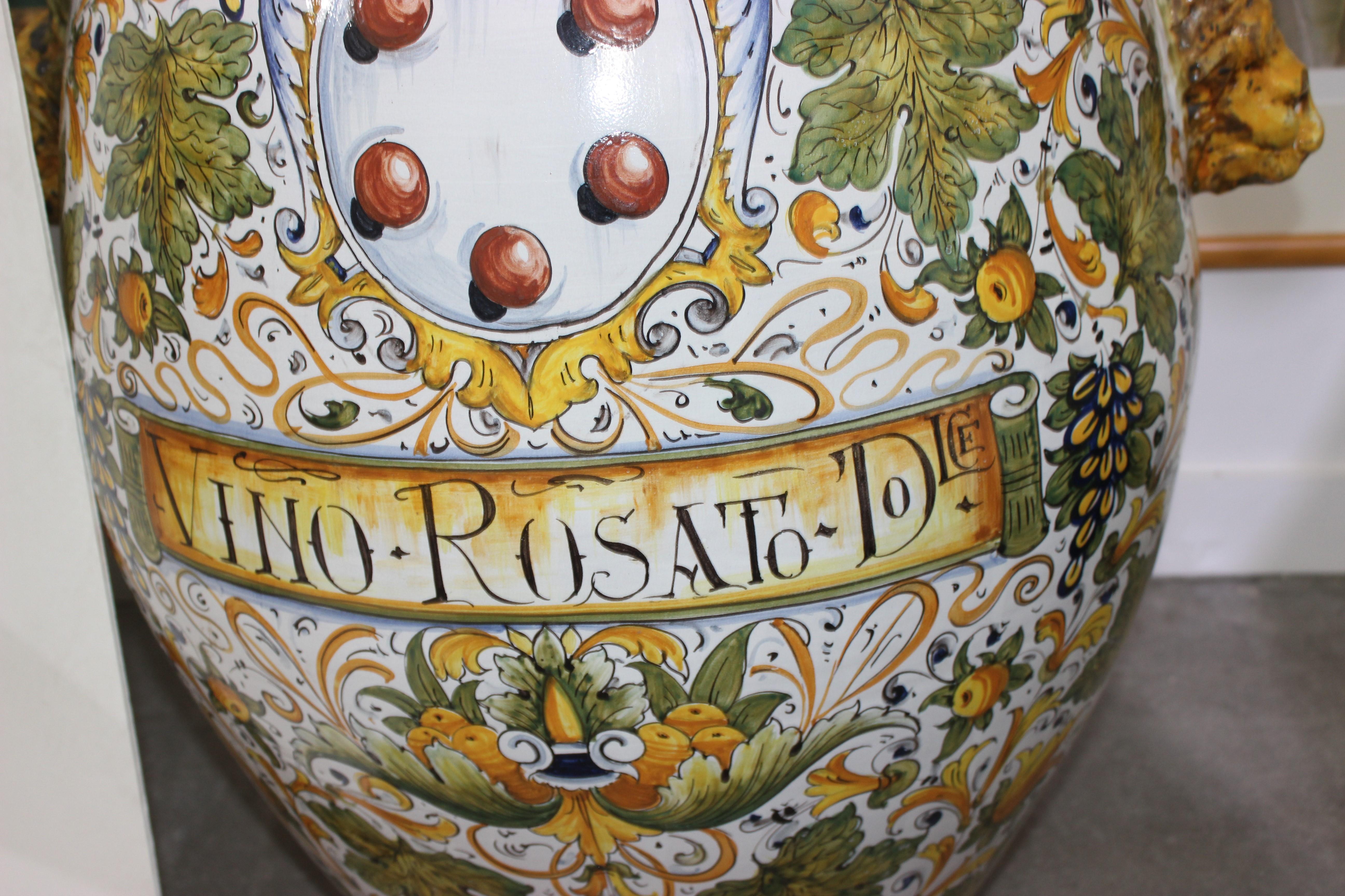 Large Italian Handpainted Wine Urn 3