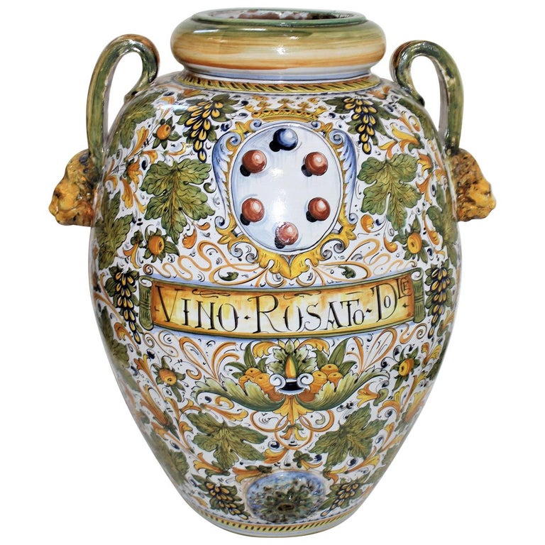 Large Italian Handpainted Wine Urn at 1stDibs