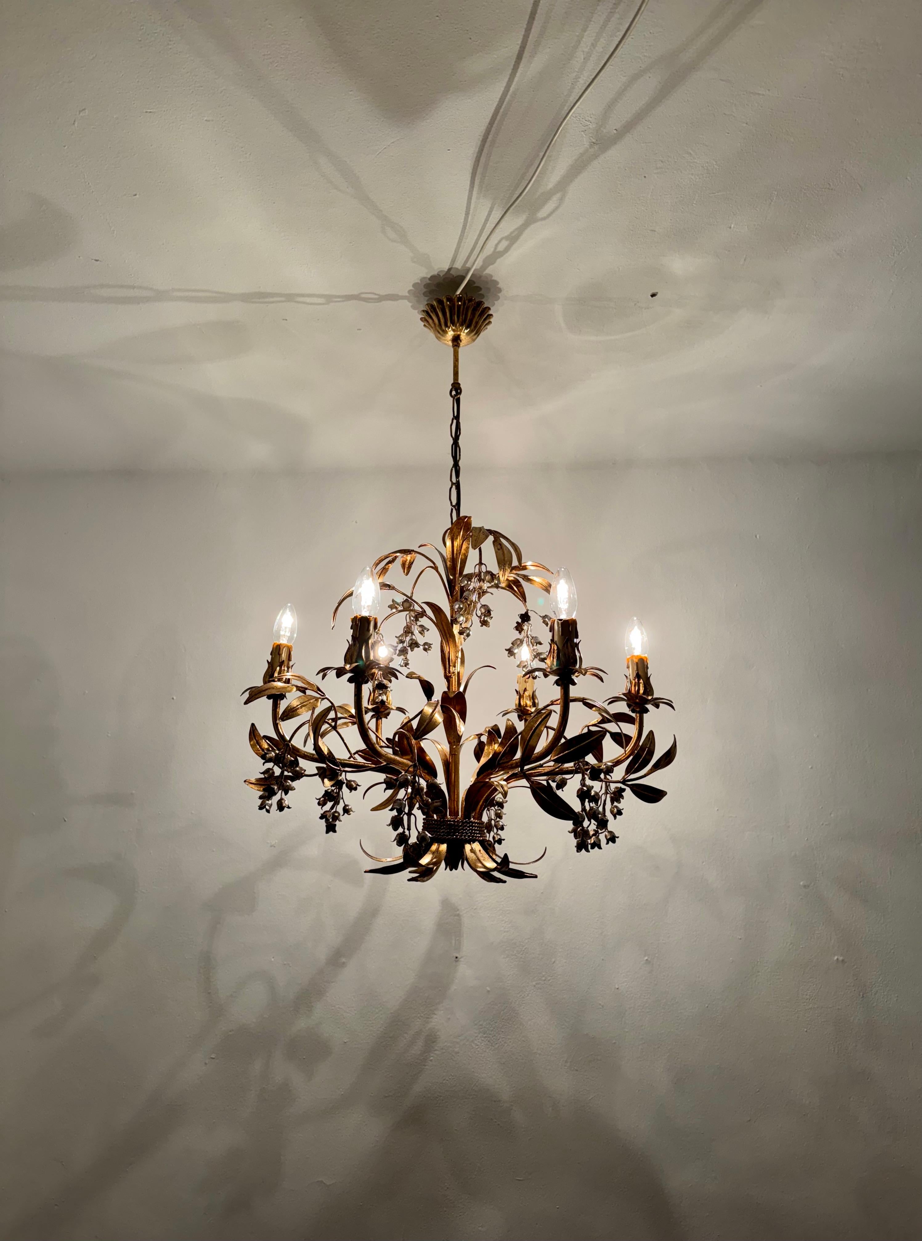 Grande lampadario italiano Hollywood Regency di Hans Kögl in vendita 3