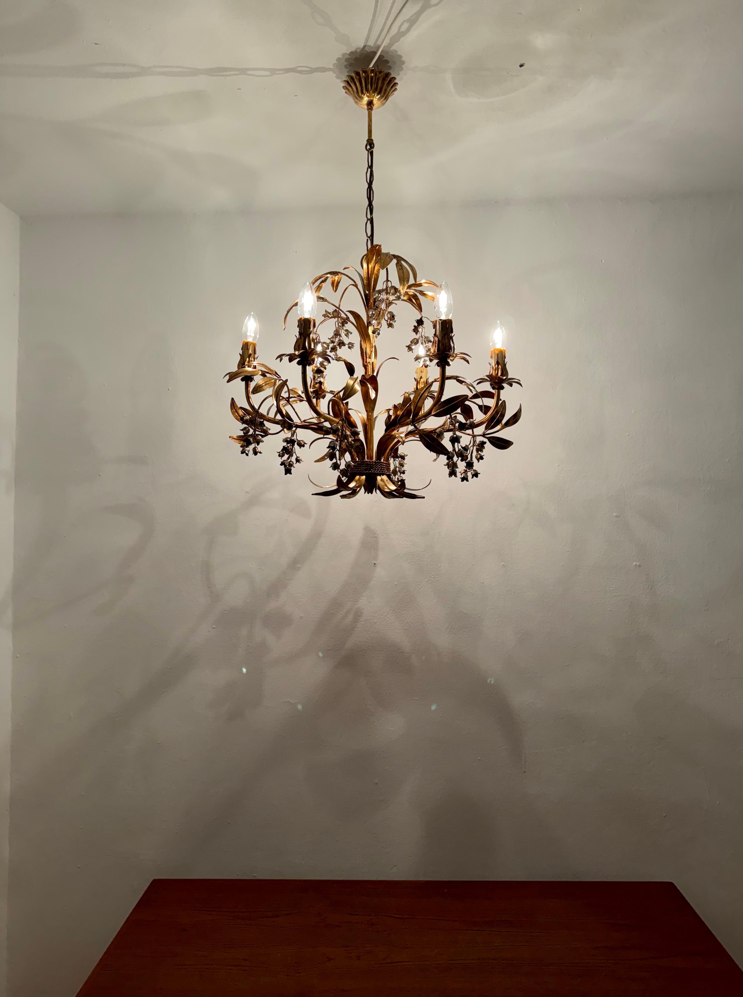Grande lampadario italiano Hollywood Regency di Hans Kögl in vendita 5