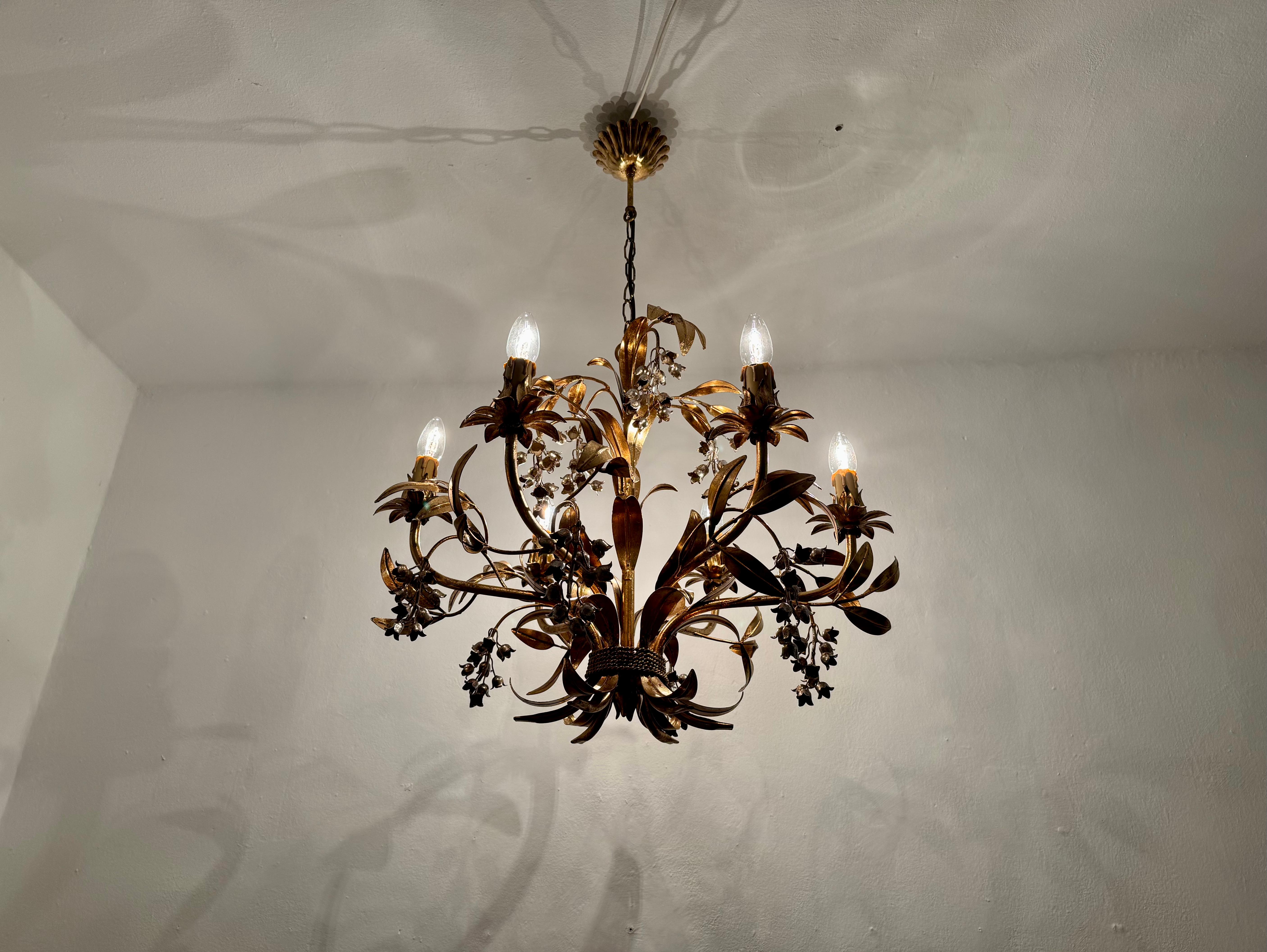 Grande lampadario italiano Hollywood Regency di Hans Kögl in vendita 6