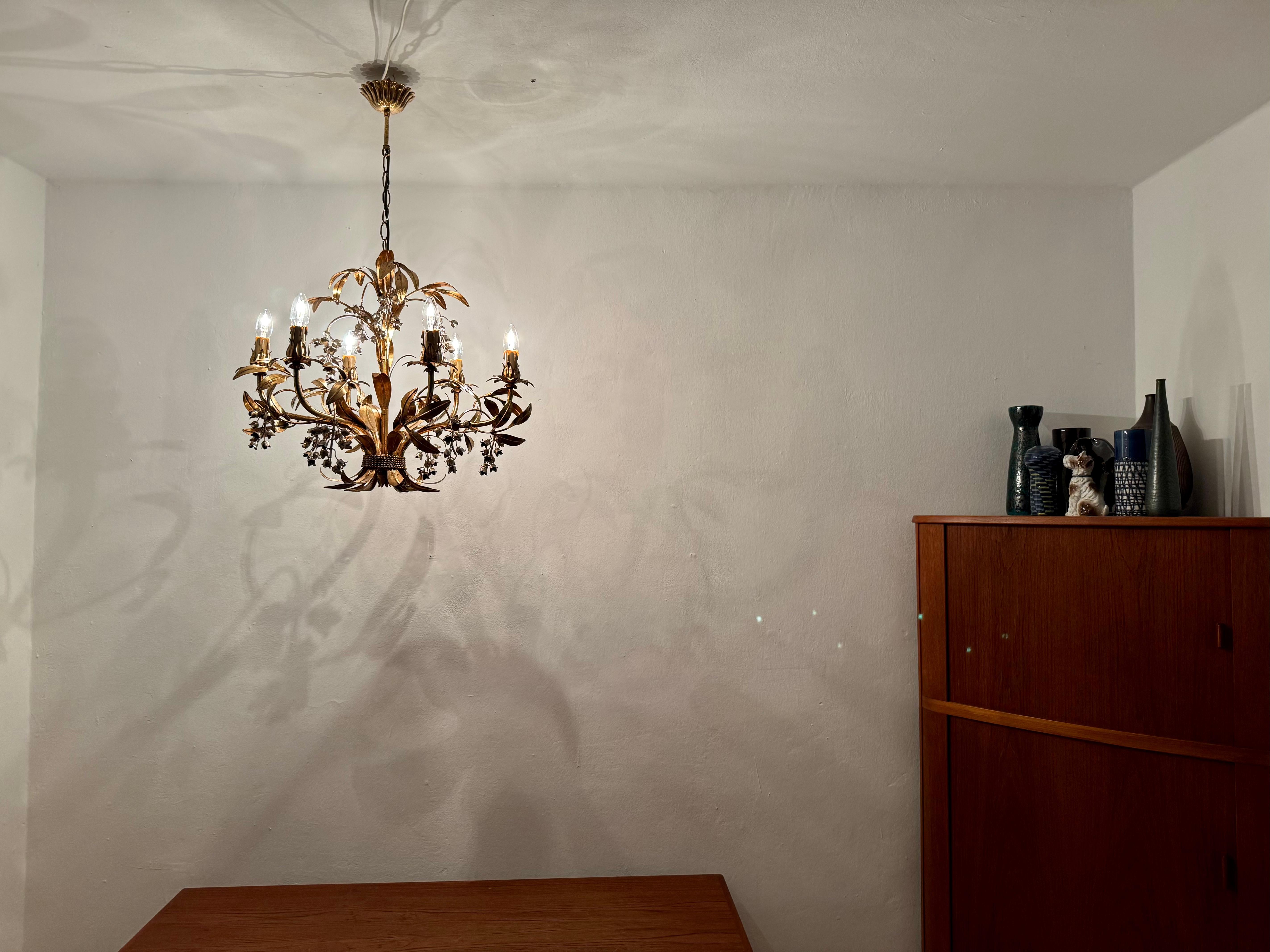 Grande lampadario italiano Hollywood Regency di Hans Kögl in vendita 7