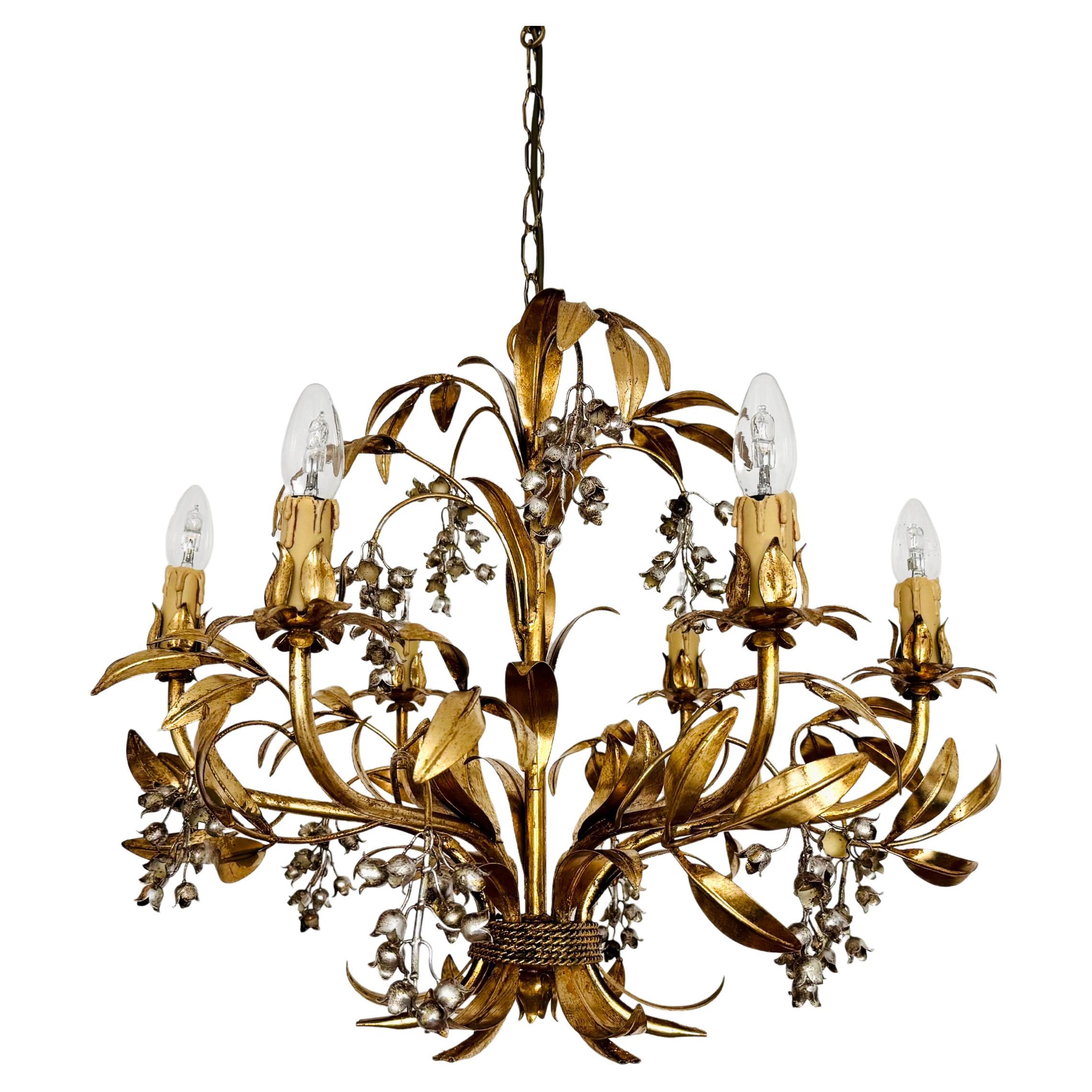 Grande lampadario italiano Hollywood Regency di Hans Kögl