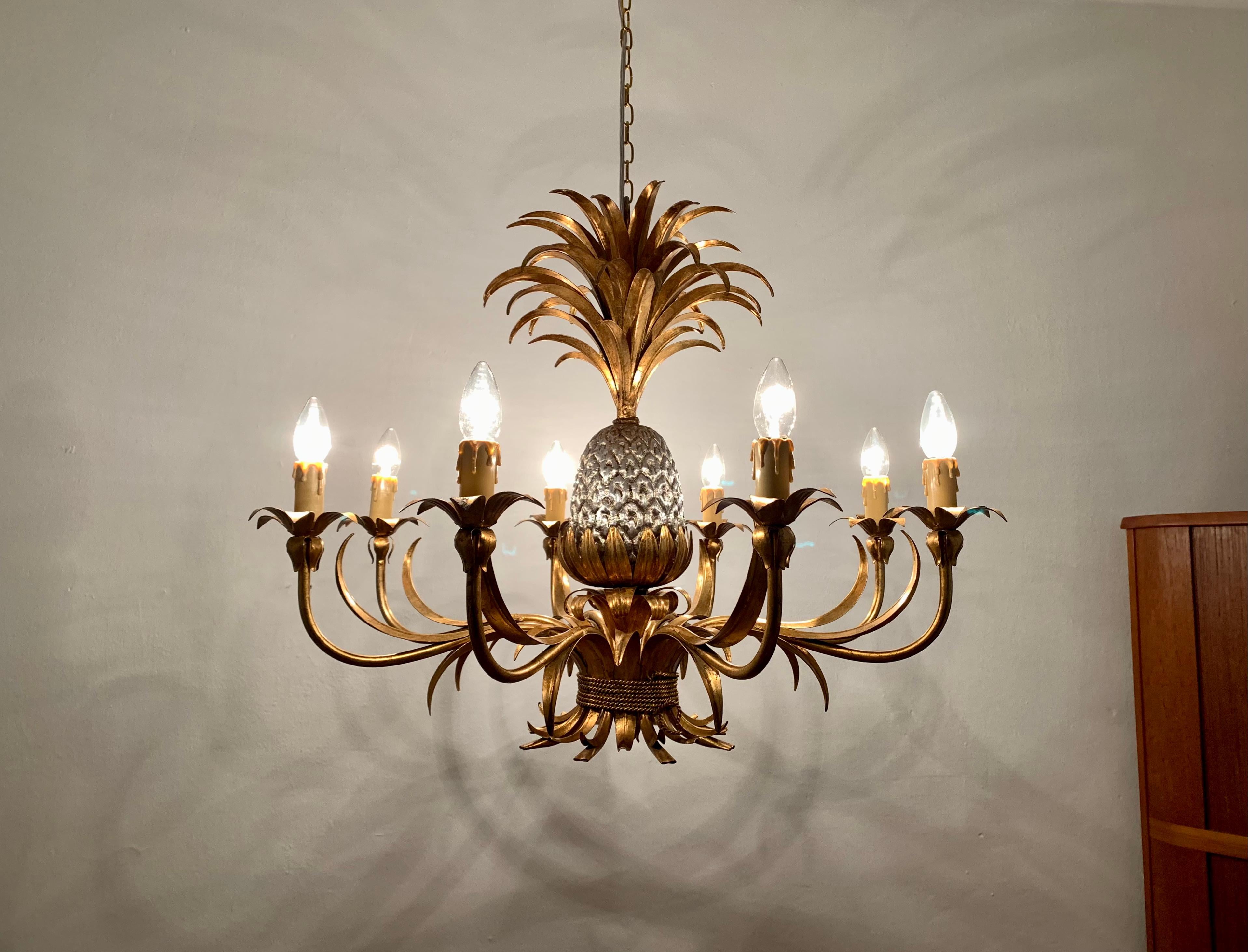 Grand lustre italien Hollywood Regency à ananas par Hans Kögl en vente 5