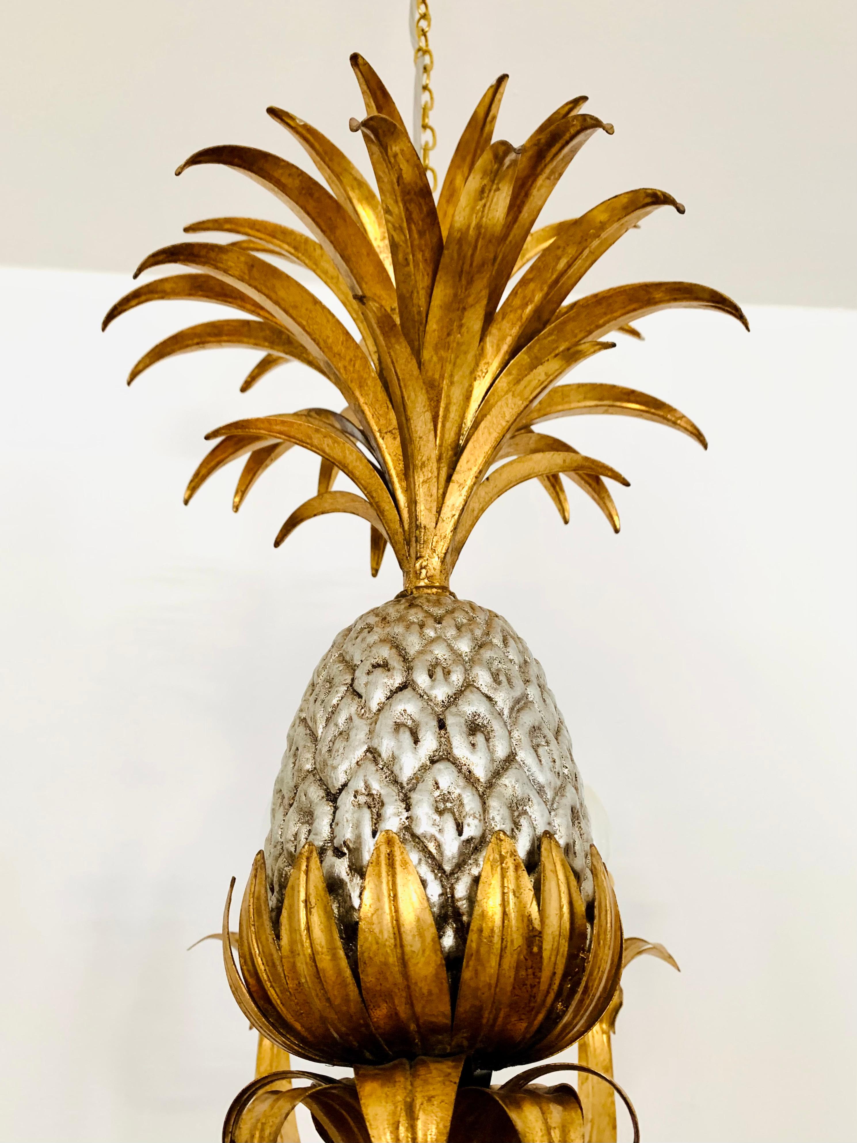 Grand lustre italien Hollywood Regency à ananas par Hans Kögl en vente 1