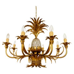 Large Italian Hollywood Regency Pineapple Chandelier by Hans Kögl