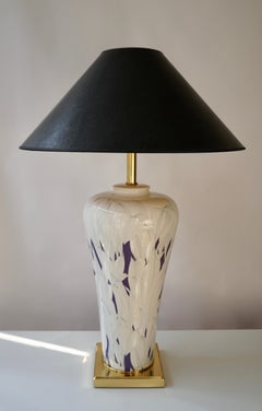 Large Italian Hollywood Regency Style Brass and Ceramic Table Lamp, 1970s