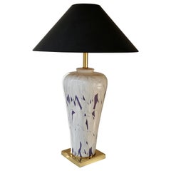 Large Italian Hollywood Regency Style Brass and Ceramic Table Lamp, 1970s