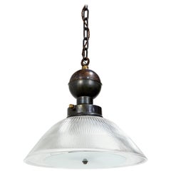 Large Italian Holophane Pendant with Diffuser