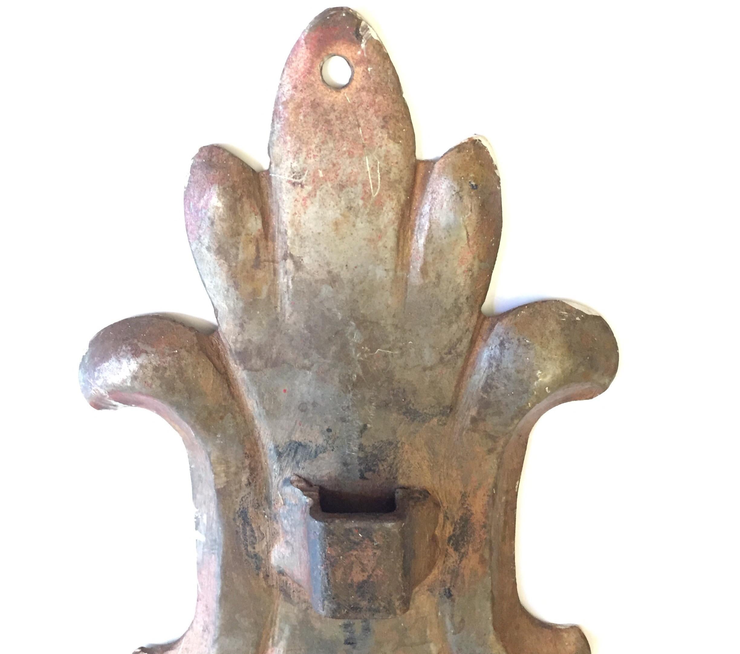 19th Century Italian Five-light  Iron Sconce Large Tuscan Wall Candelabra For Sale 11