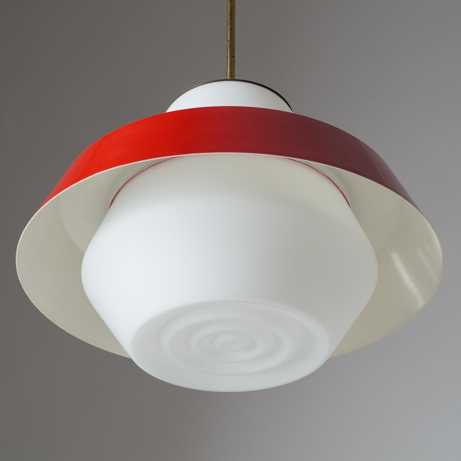 Large Italian Lantern with Red Shade, circa 1960 In Good Condition In Vienna, AT