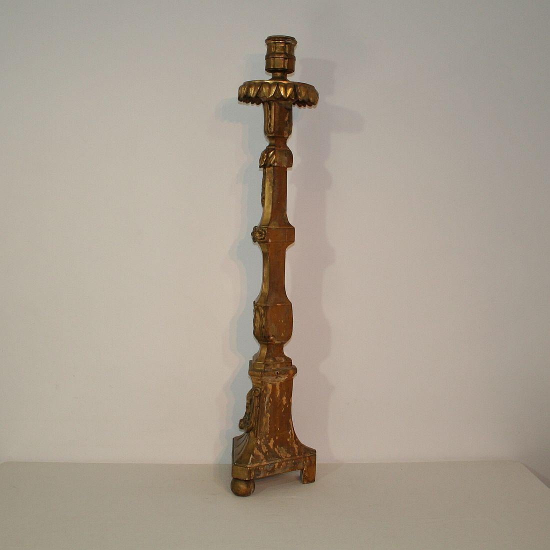 Wood Large Italian Late 18th Century Classical Giltwood Candleholder