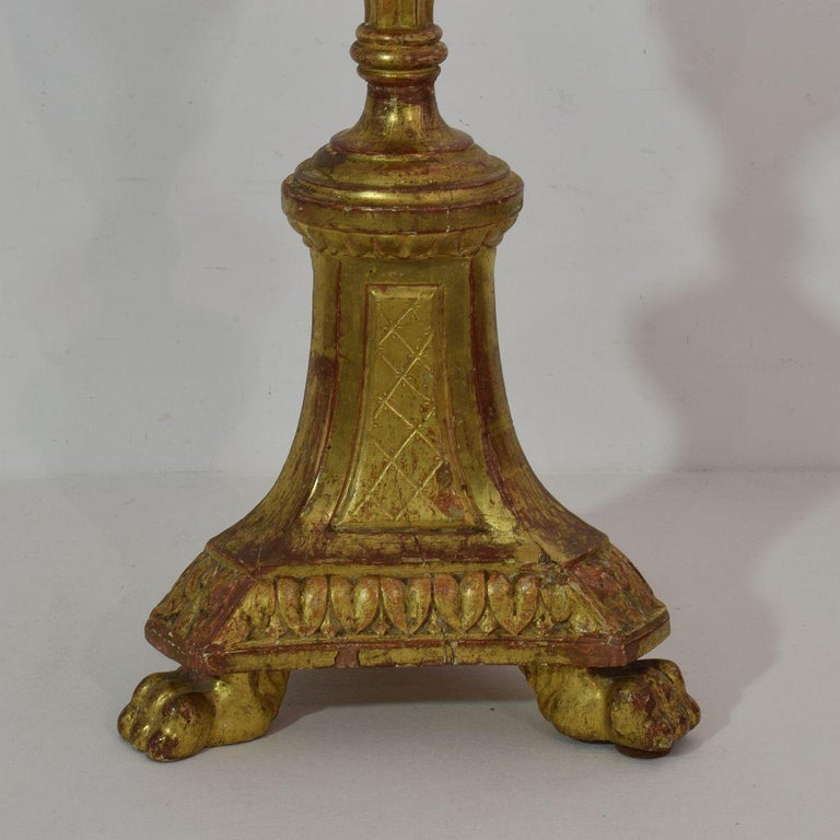 Large Italian Late 18th Century Classical Giltwood Candleholder For Sale 3