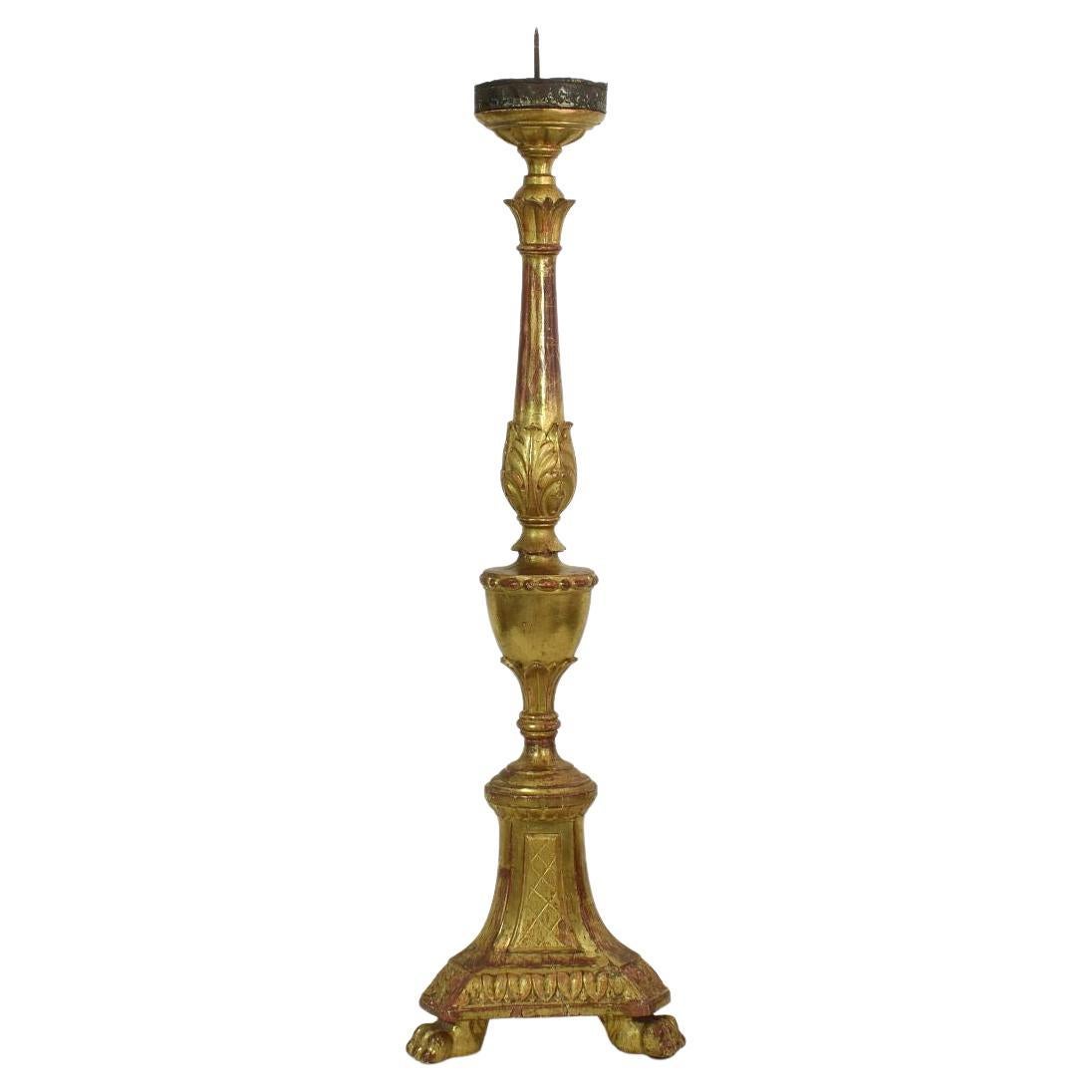 Large Italian Late 18th Century Classical Giltwood Candleholder