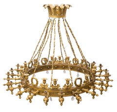 Large Italian Late Empire Carved Wood and Gilt Chandelier, circa 1830–1840