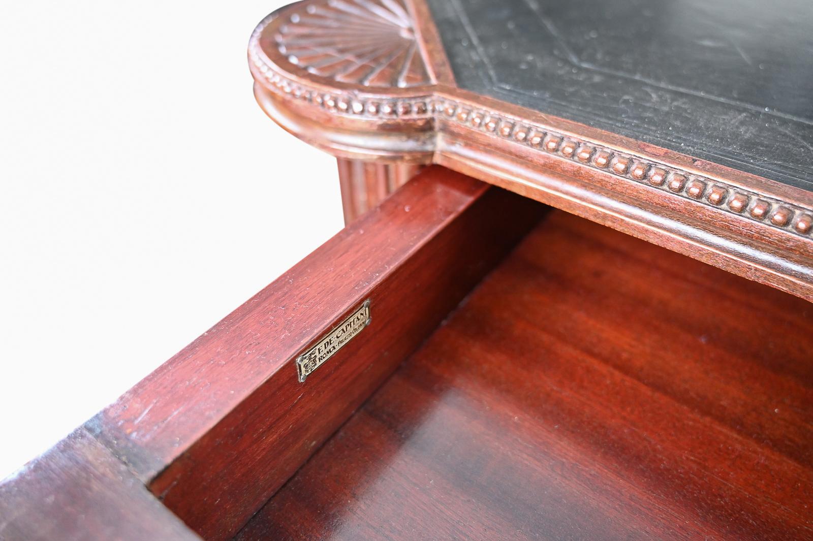 Mahogany Large Italian Library Table in the 18th Century Style Ex Collection Pierre Bergé