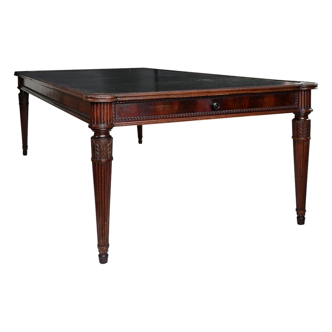 Large Italian Library Table in the 18th Century Style Ex Collection Pierre Bergé