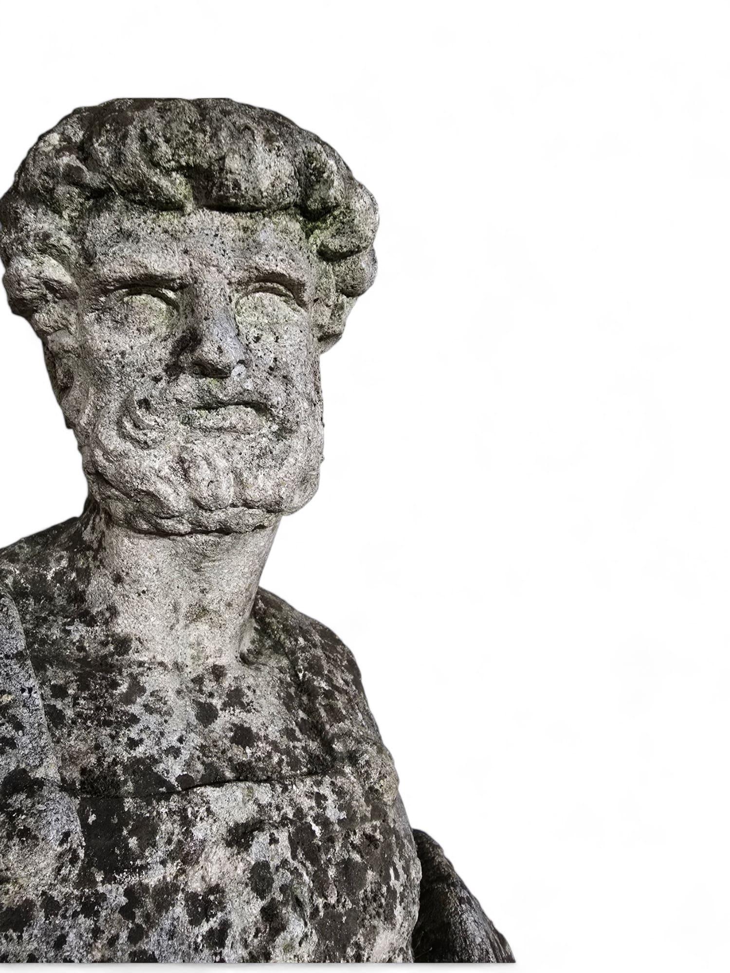LARGE ITALIAN LIMESTONE STATUE - 19TH CENTURY, 185 cm For Sale 10