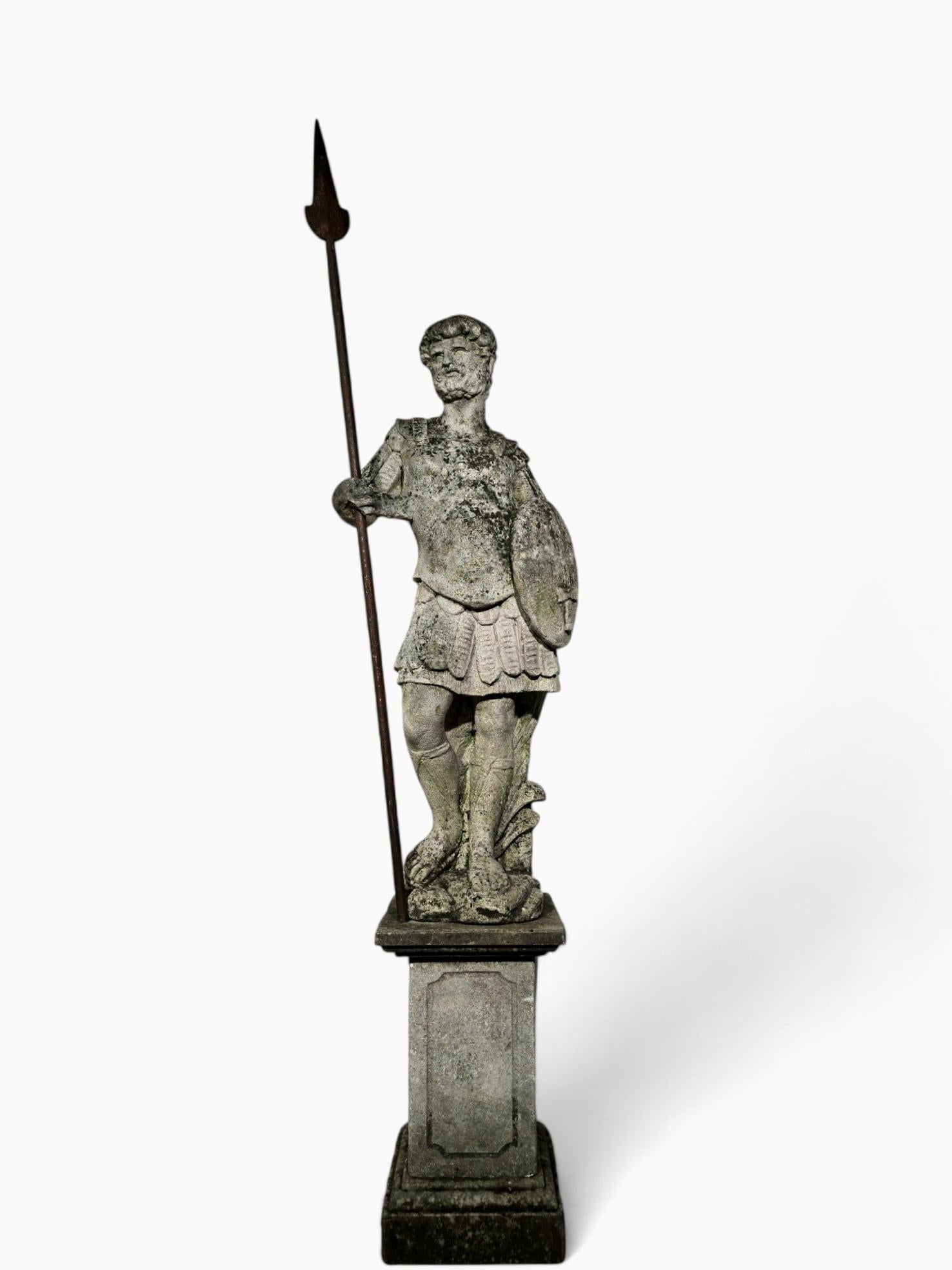 LARGE ITALIAN LIMESTONE STATUE - 19TH CENTURY, 185 cm For Sale 16