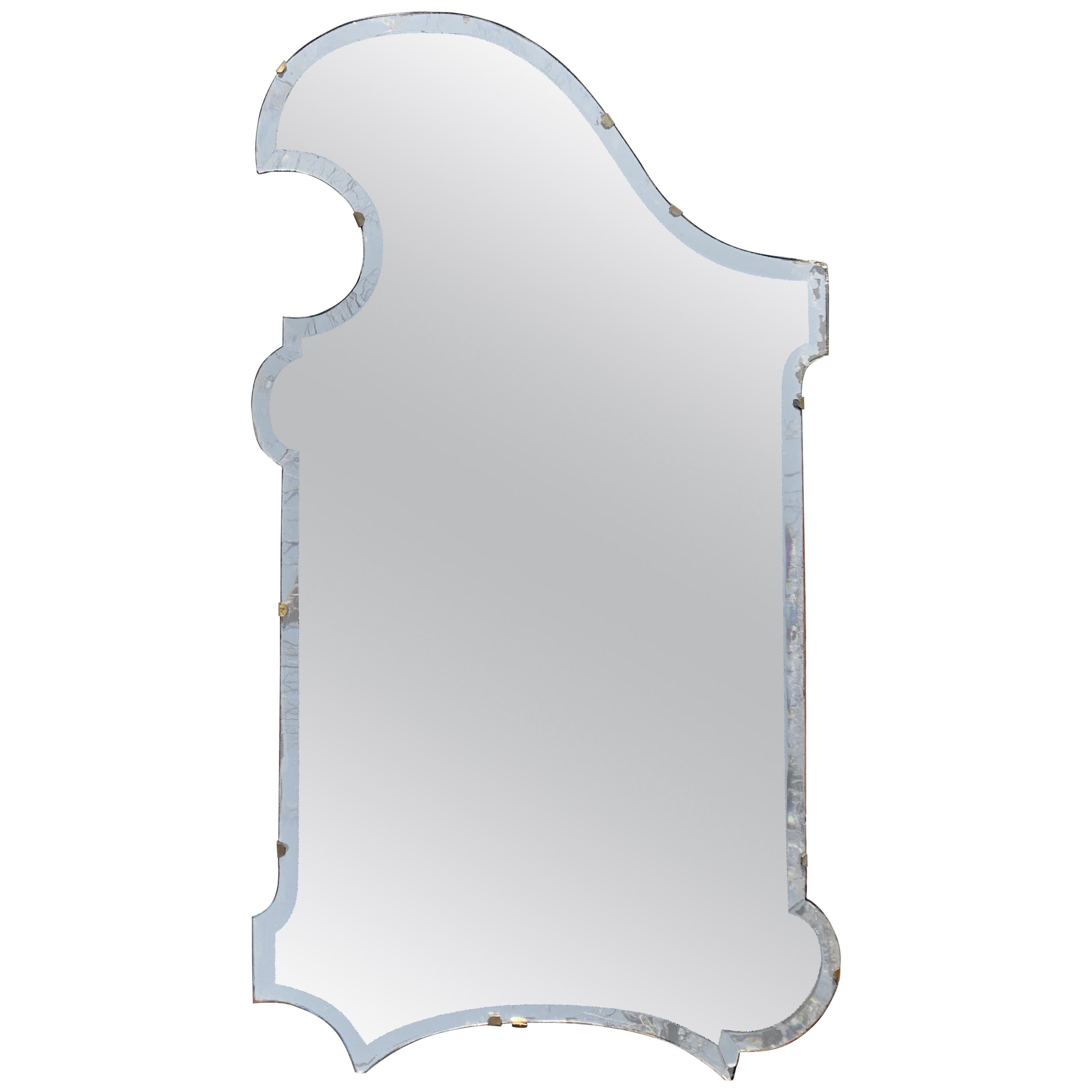 Large Frameless Shield Mirror For Sale