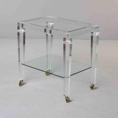 Large Italian Lucite Two-Tier Table on Casters