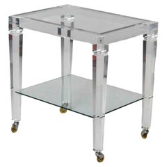 Large Italian Lucite Two-Tier Table on Casters