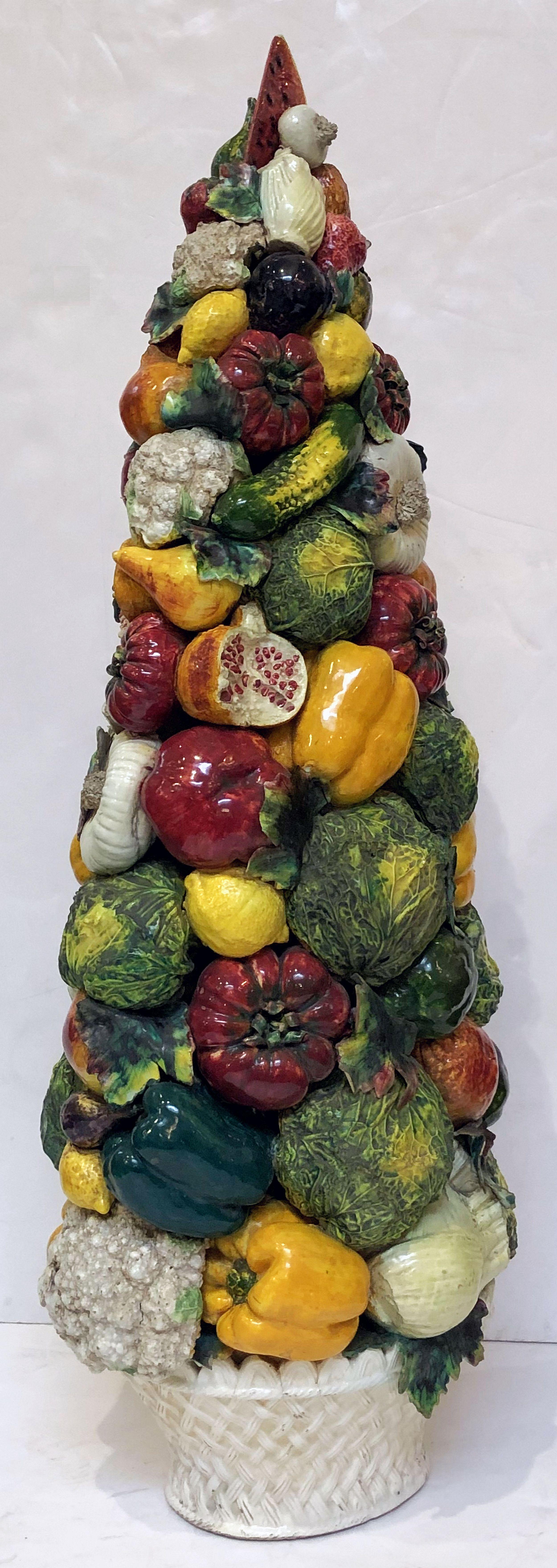 Glazed Large Italian Majolica Ceramic Vegetable Tower or Topiary Centerpiece For Sale