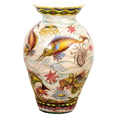 Large Italian Majolica "Peche di Mare" Jar